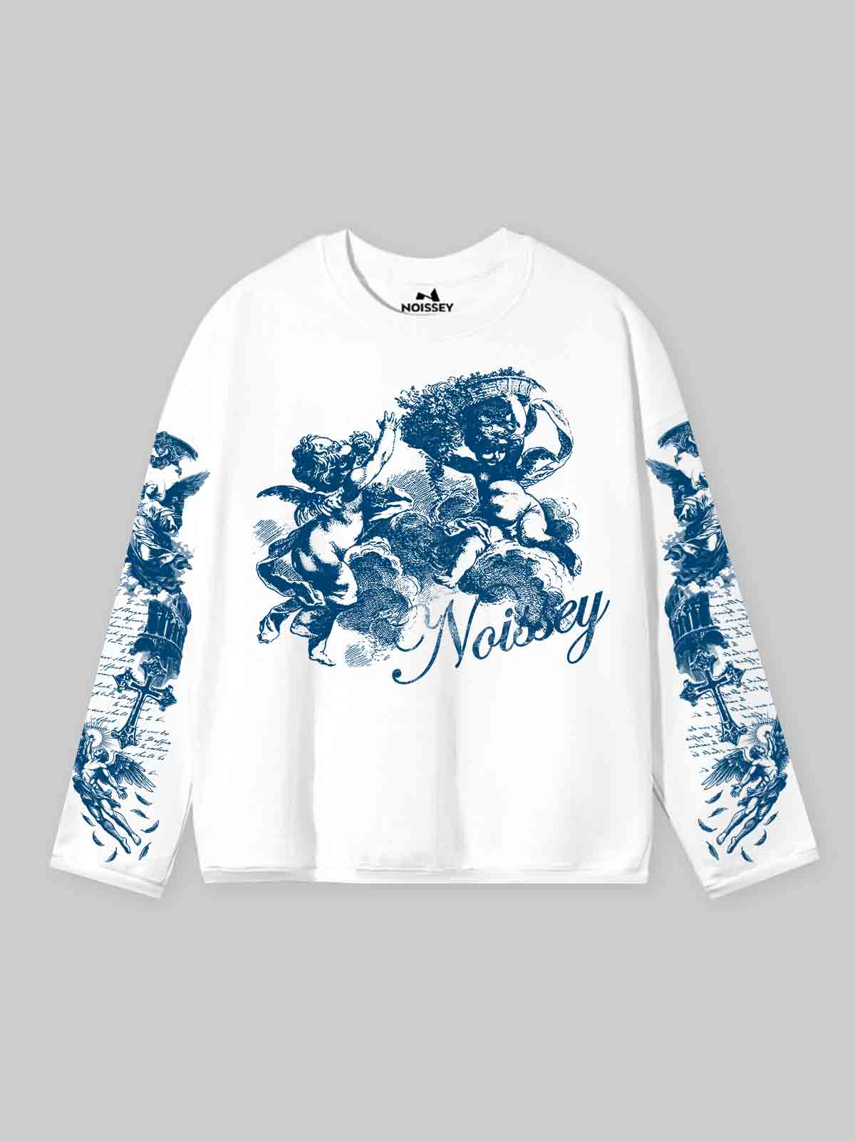 NOISSEY "Blue Cherubs" Boxy Heavyweight Art Long Sleeve - Cloud White