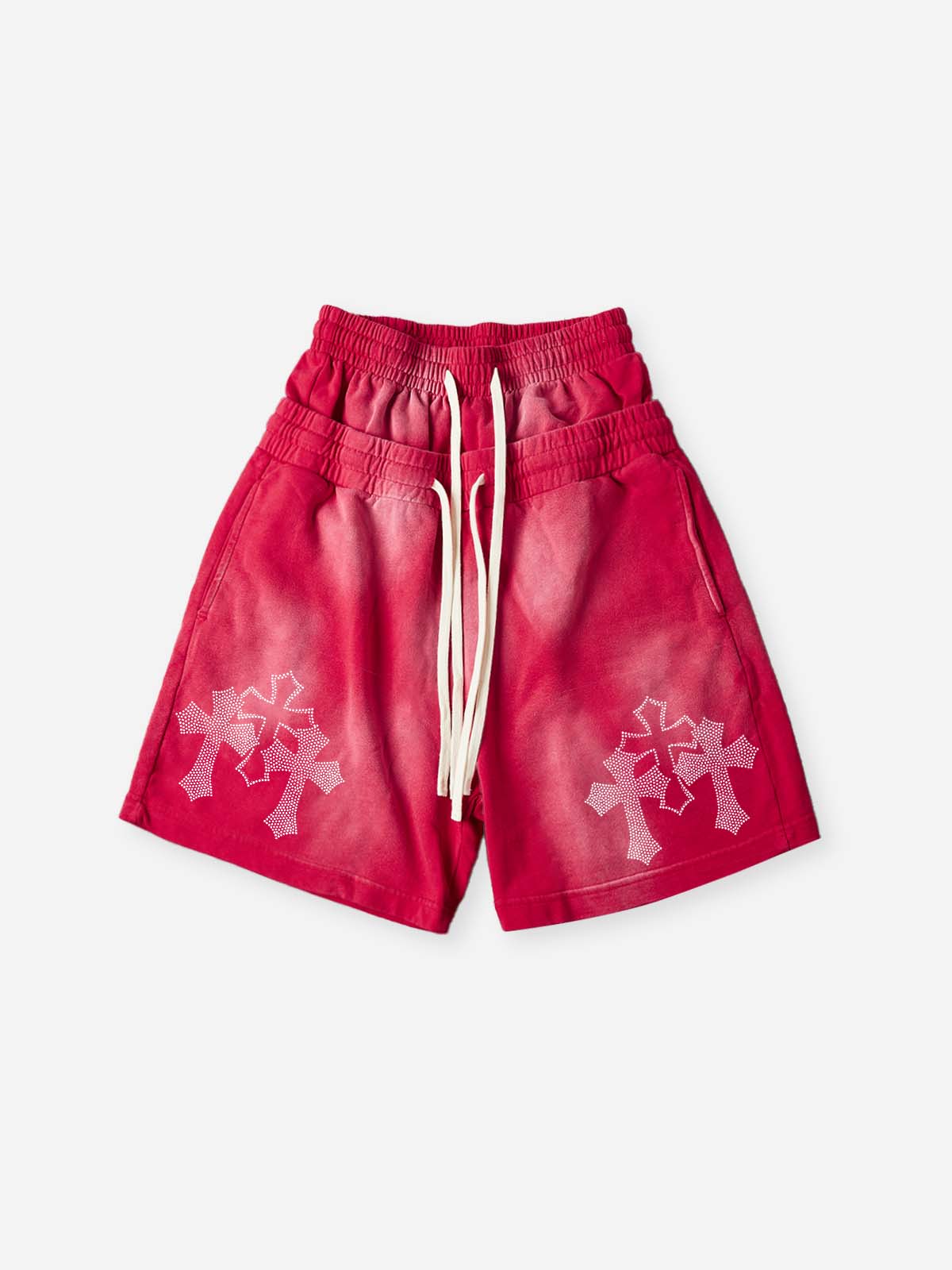 NOISSEY Sacred Cross Cluster Vintage Rhinestone Shorts - 4 Colors