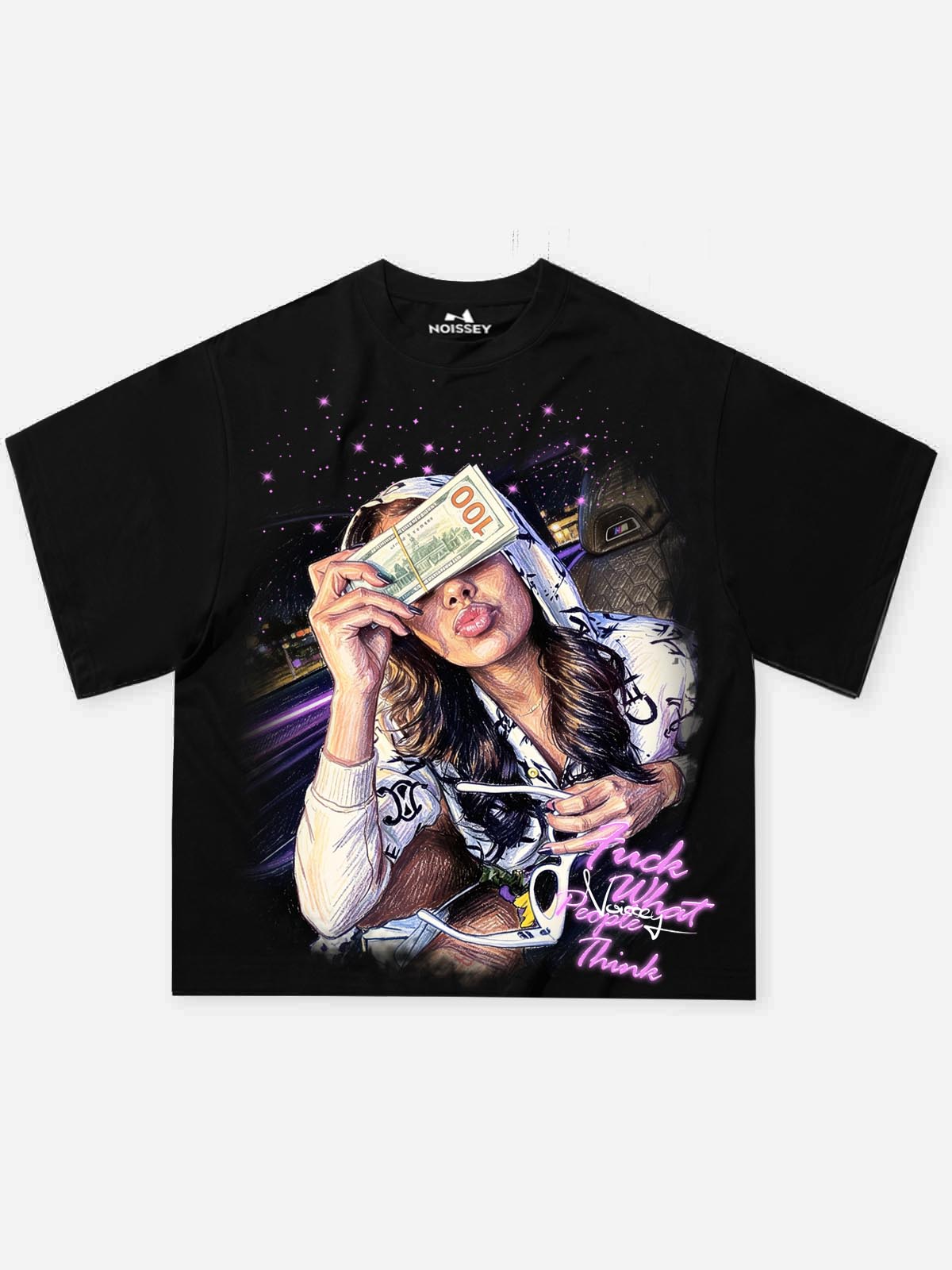 NOISSEY ""Starlight Noir" Neon Lady Art Print Boxy Tee