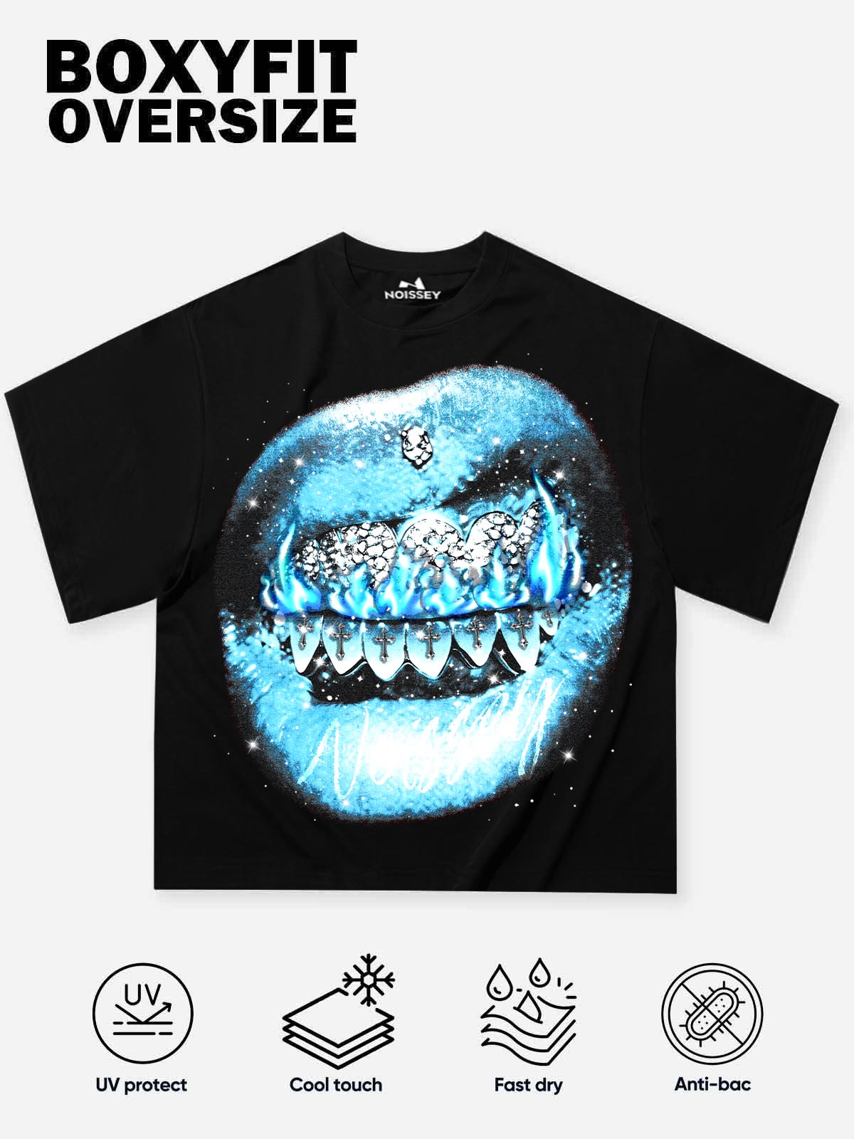 NOISSEY "GLACIER GRILLZ" ICE FLAME ARTWORK OVERSIZED TEE