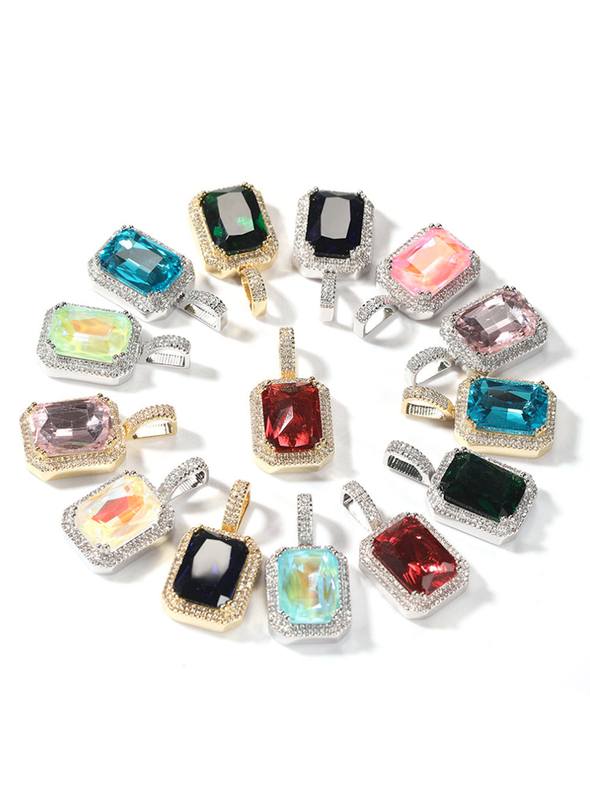 Fluorescent square gemstone Necklace