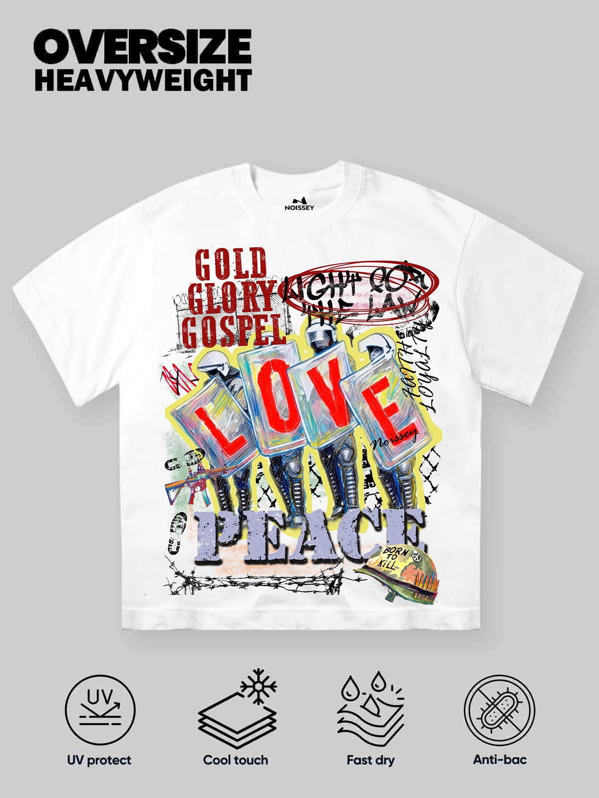 Noissey "LOVE & PEACE" Graffiti Statement Tee – Streetwear Graphic Art