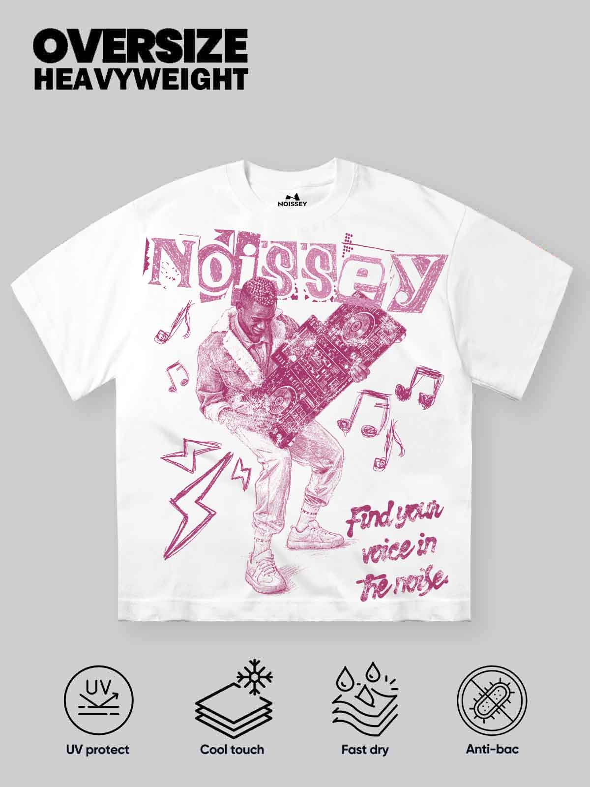 NOISSEY Find Your Voice Boxy Heavyweight Graphic Tee - White