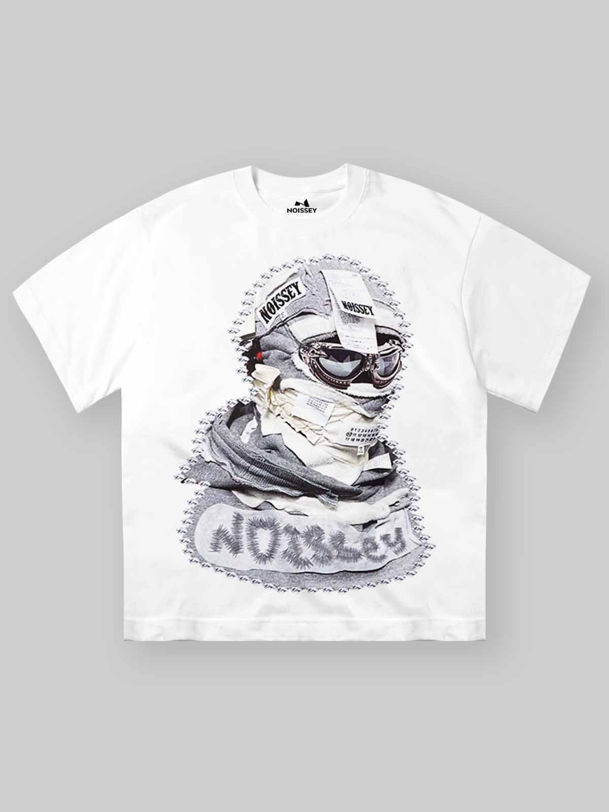 BOUNCE BACK© Shattered Collage Masked White T-shirt