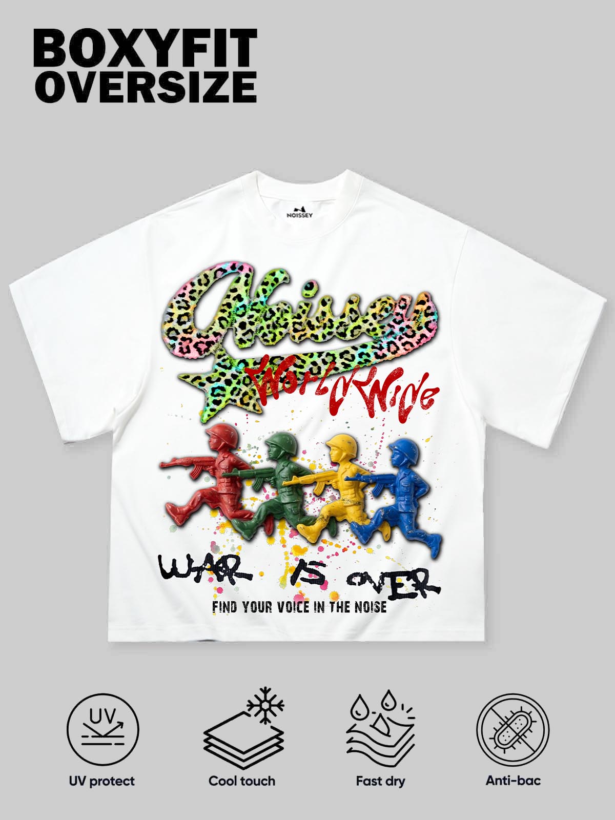 NOISSEY "WAR IS OVER" LEOPARD SOLDIERS ART OVERSIZED T-SHIRT