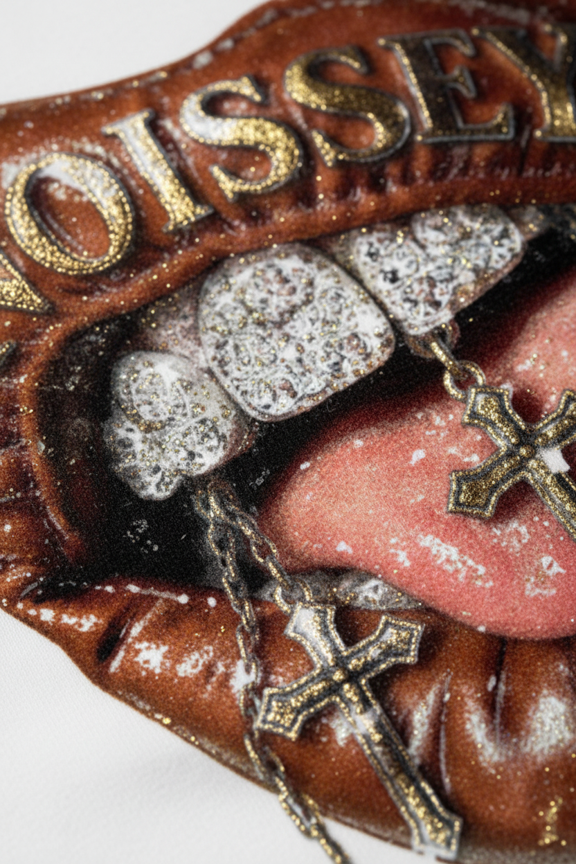 NOISSEY "The Revelation" Iced-Out Grillz & Relic Cross Oversized Tee
