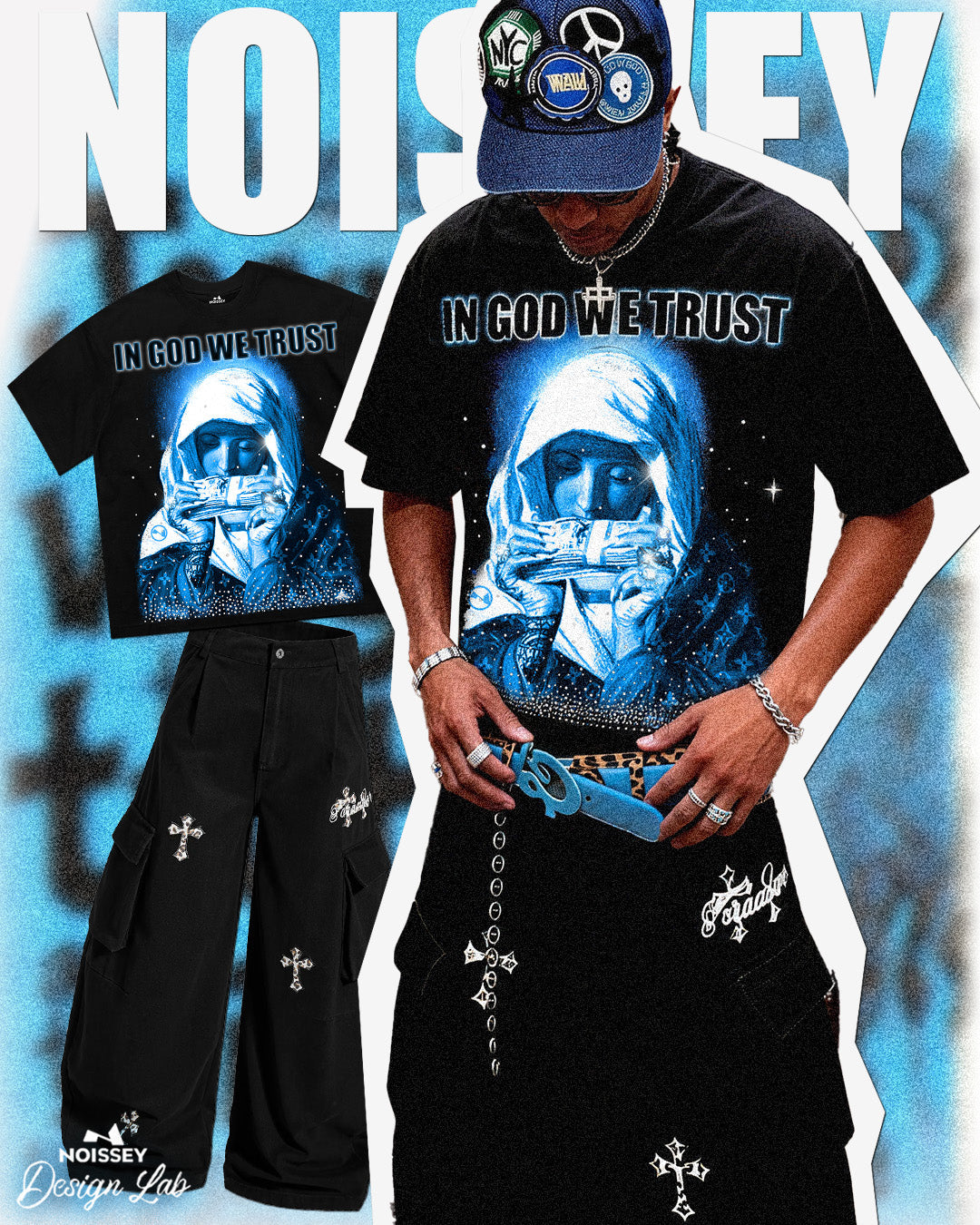 "IN GOD WE TRUST" ARCHIVAL TEE – VINTAGE BLACK OVERSIZED STREETWEAR