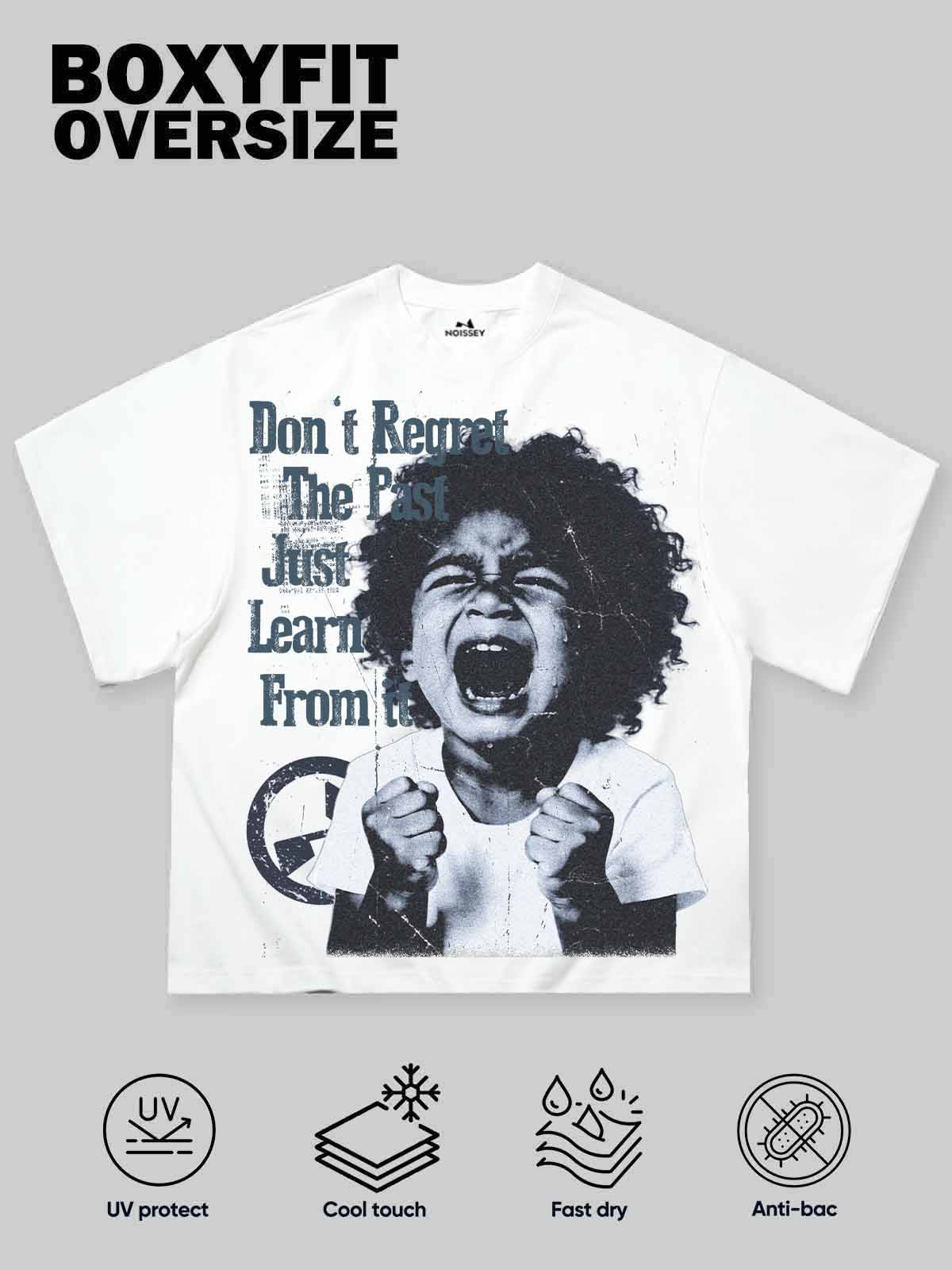 NOISSEY Vintage Echoes Emotional Portrait Oversized Tee - Cloud White