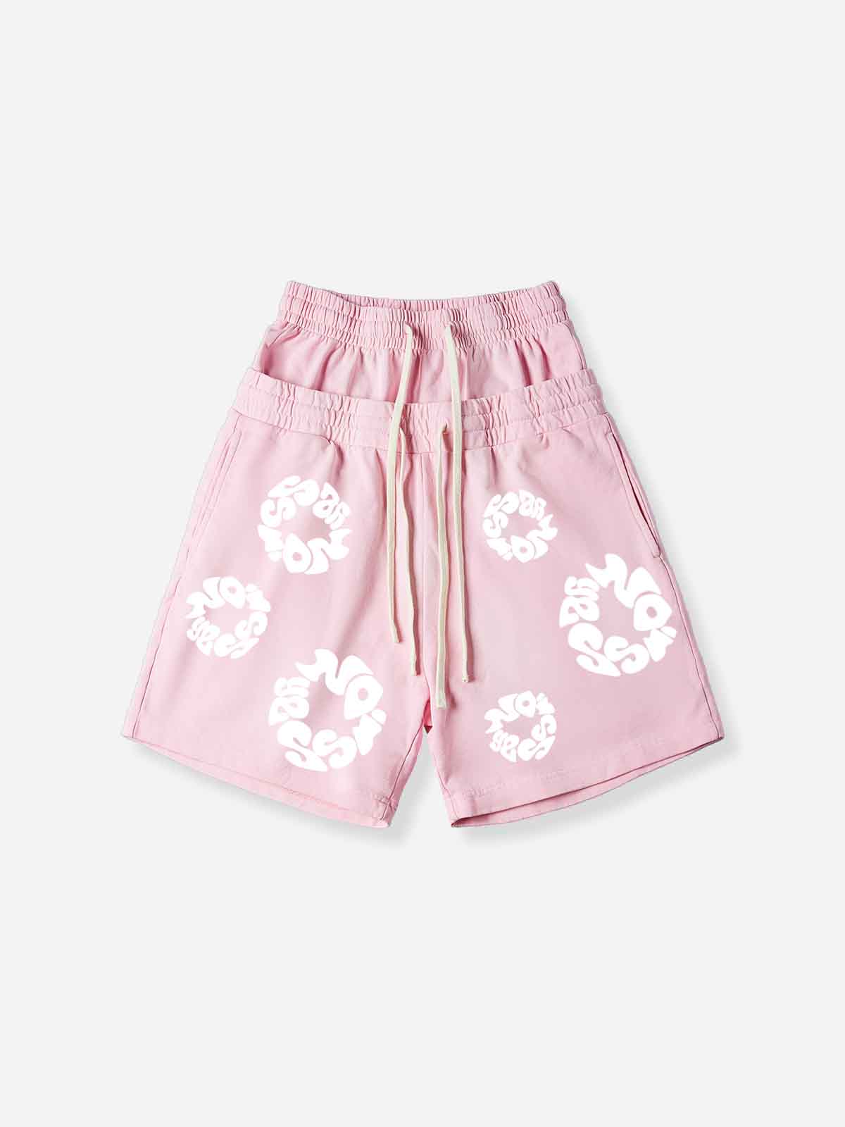 NOISSEY MONO-BLOOM ART PRINT VINTAGE DISTRESSED SWEAT SHORTS