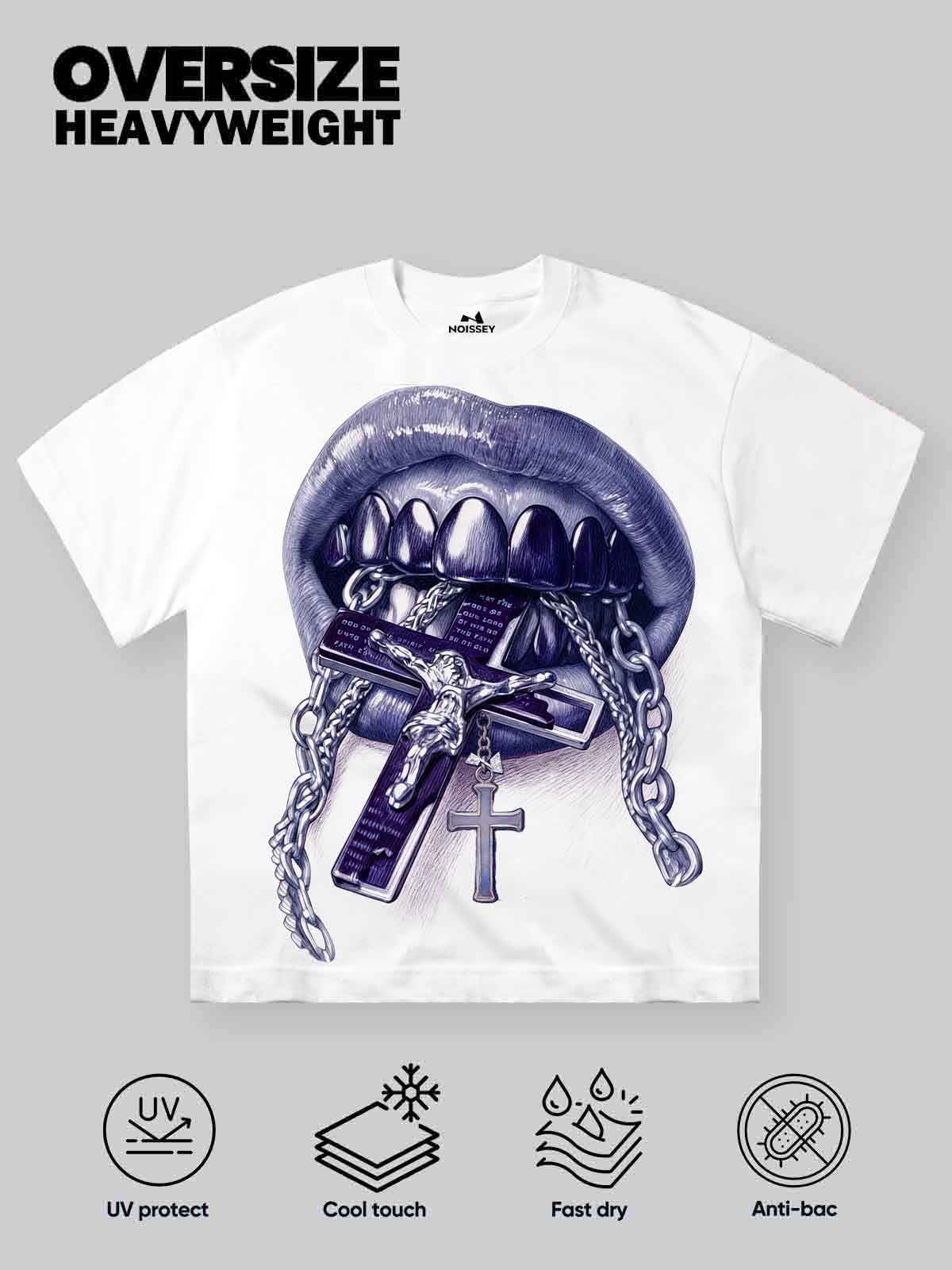 Ballpoint Pen Art Grillz Graphic T-Shirt - Streetwear Crucifix Print Tee