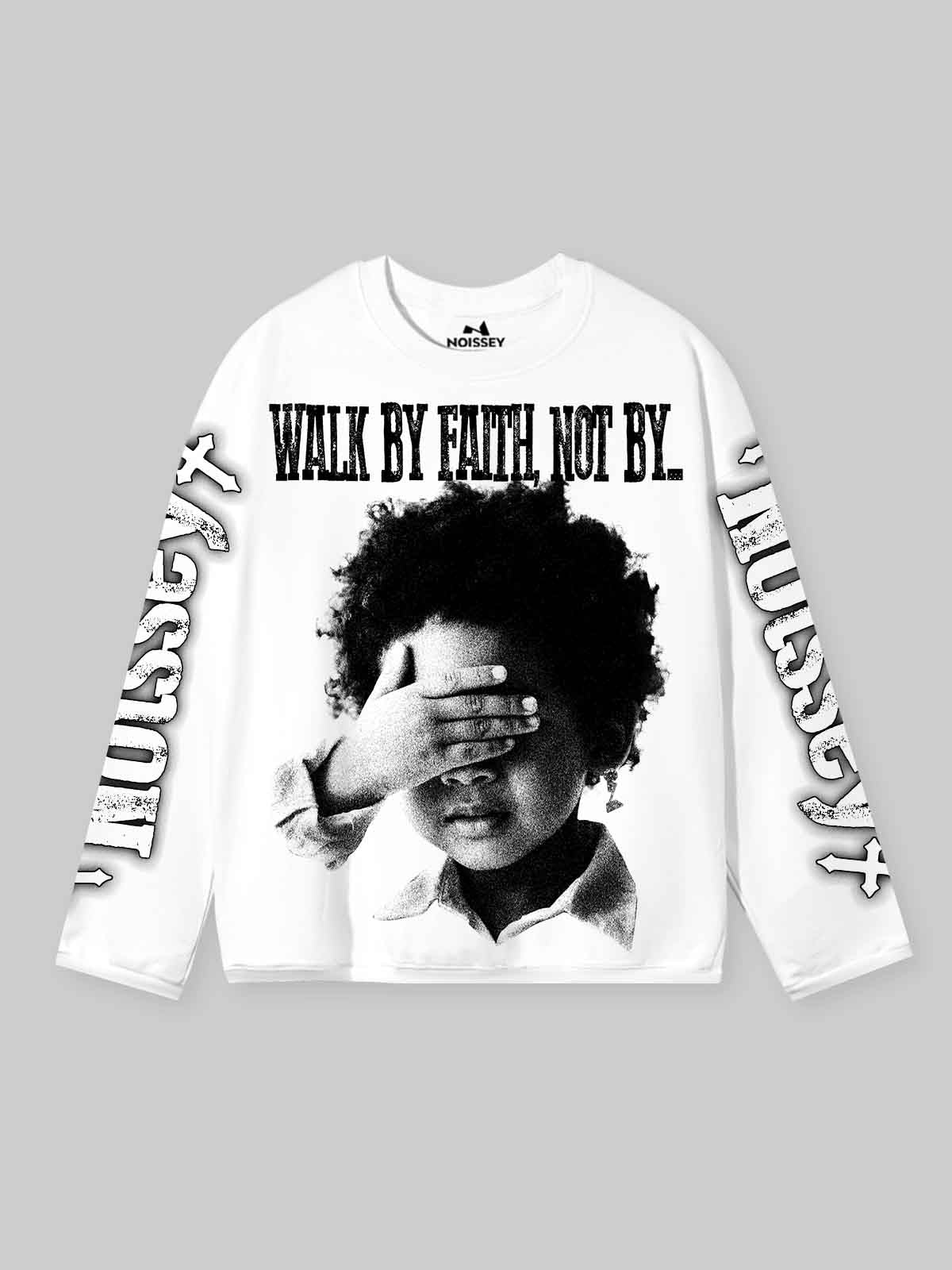 NOISSEY "WALK BY FAITH" CHILD PORTRAIT GRAPHIC LONG SLEEVE SHIRT