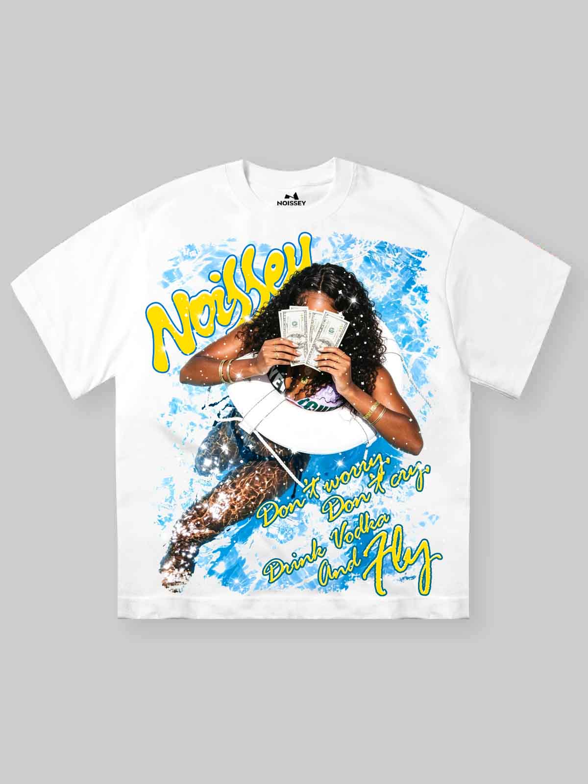 NOISSEY "Dark Angel" Live Your Best Life Boxy Tee - Cloud White