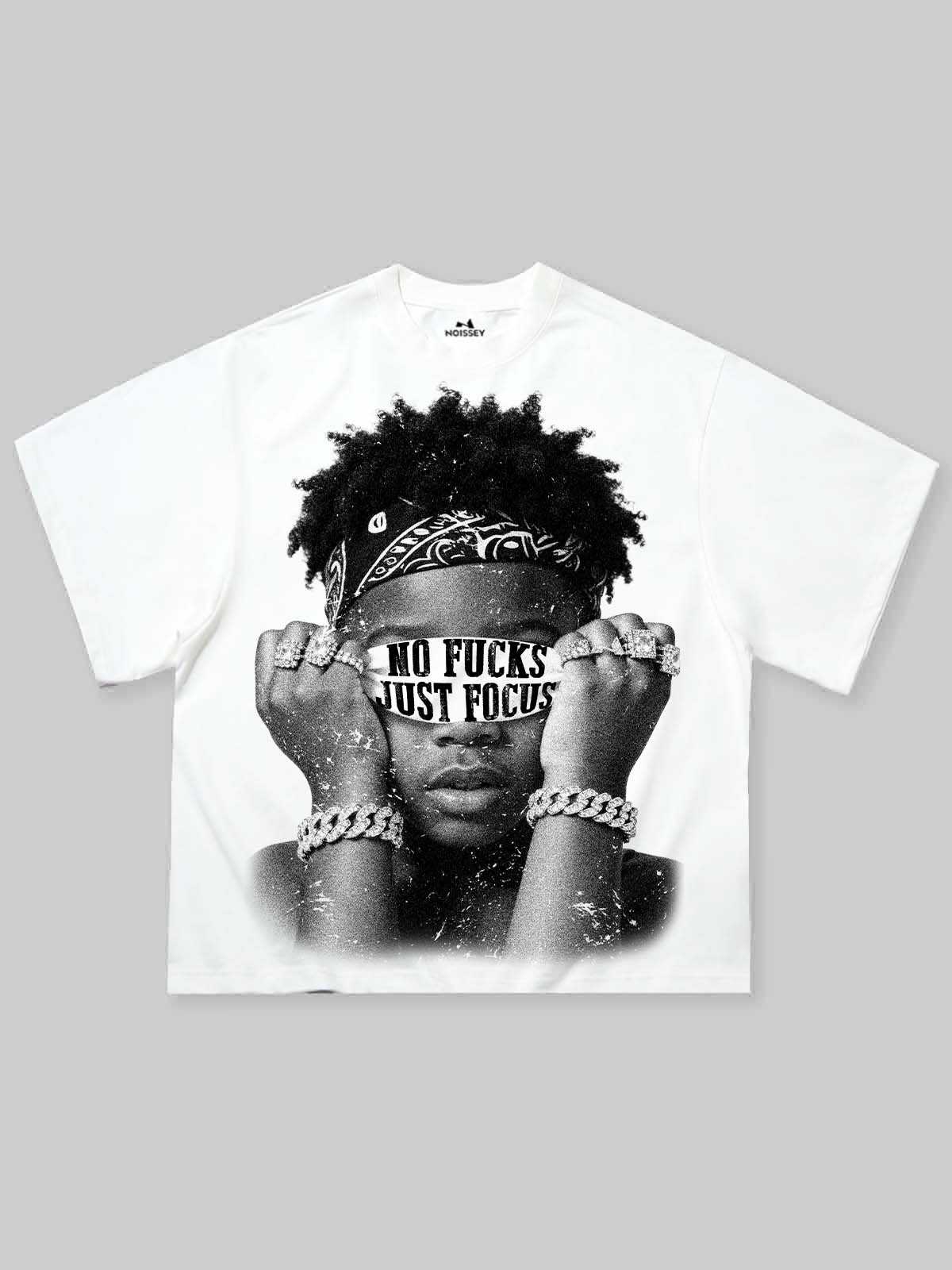 "No Fucks Just Focus" character-printed Boxy oversized T-shirt