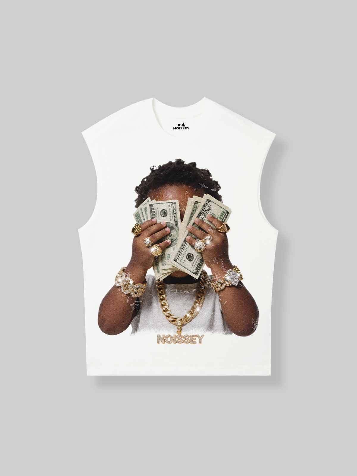 NOISSEY Wealthy Baby Vintage Print Tank Top
