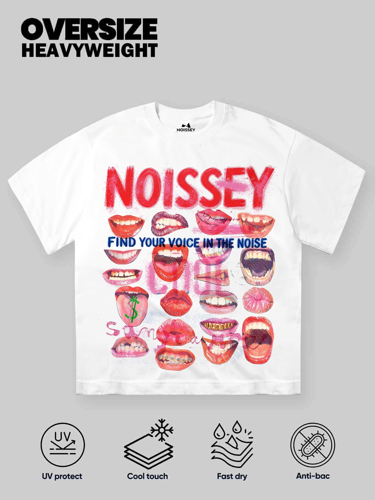 NOISSEY "Find Your Voice" Multi-Lip Pop Art T-Shirt - Graffiti Grillz & Expression Streetwear Tee