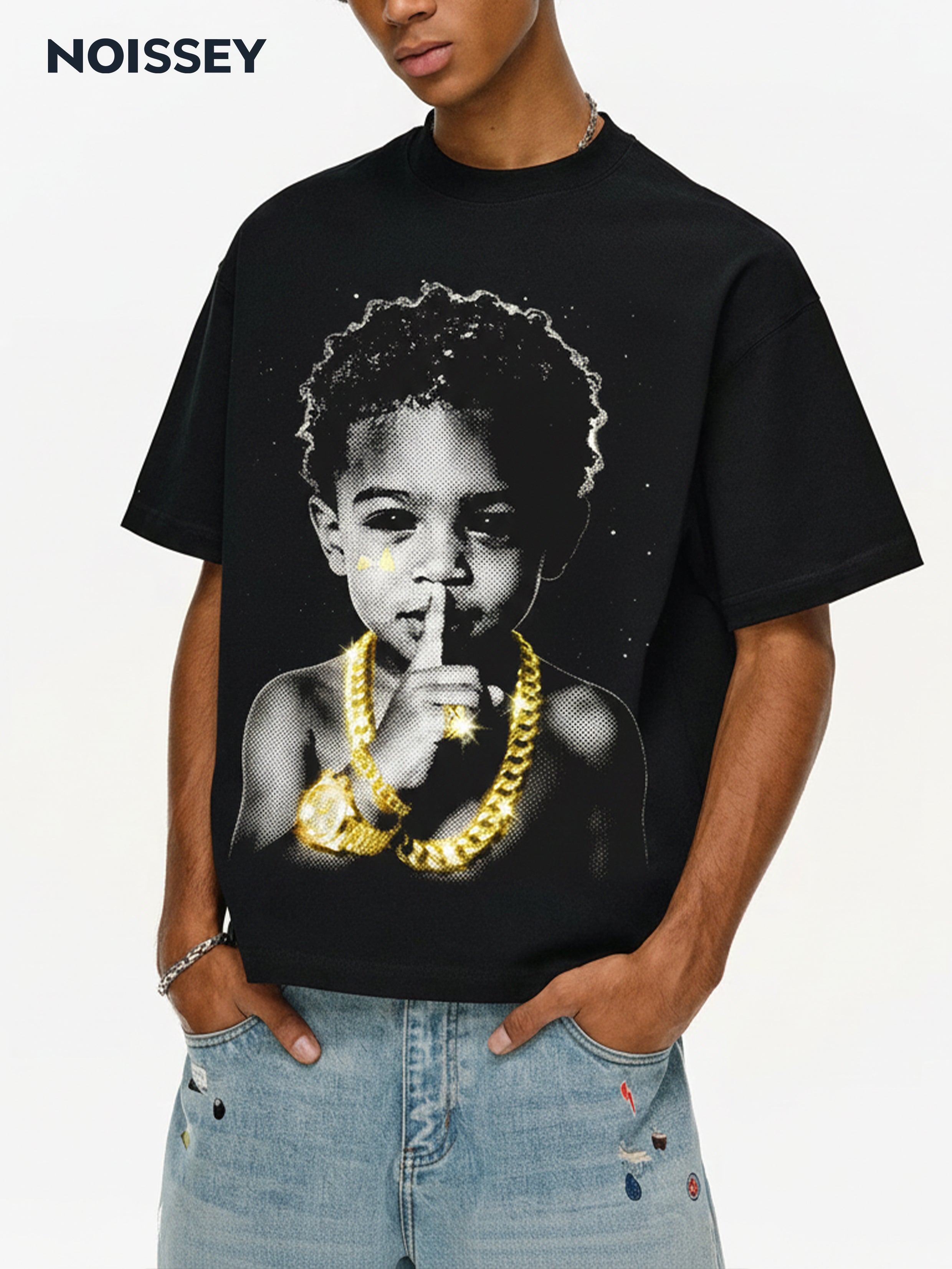 NOISSEY "Silence is Golden" Vintage Rap Portrait Heavyweight Tee