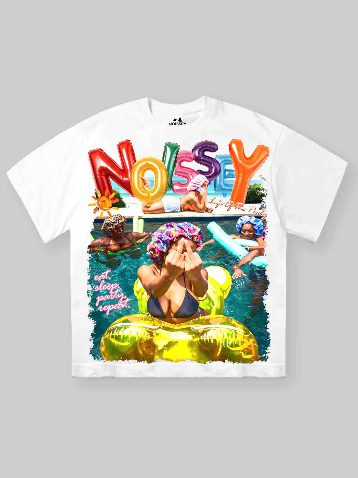 NOISSEY "Pool Side Mania" Retro Graphic Oversized Tee