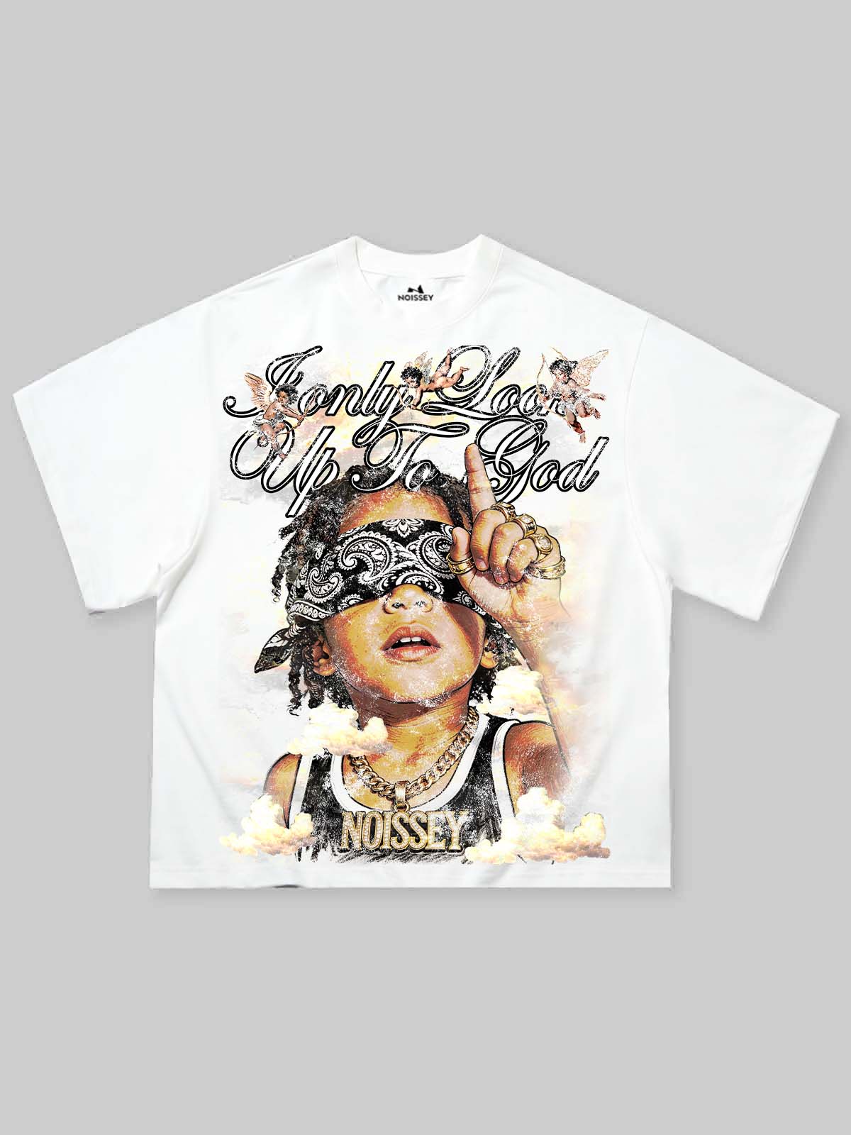 NOISSEY "ONLY GOD" Blindfolded Faith Art Tee - Pure White