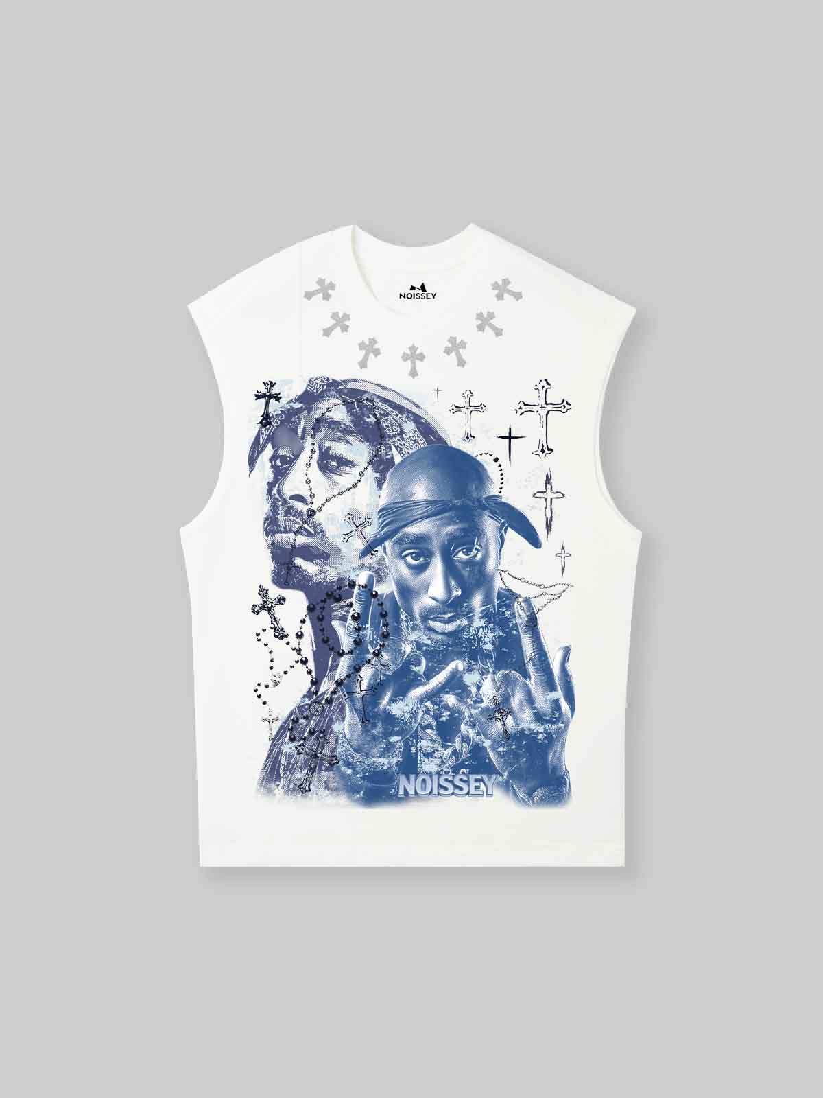 NOISSEY 2PAC DOUBLE PORTRAIT ART PRINT RELAXED TANK TOP