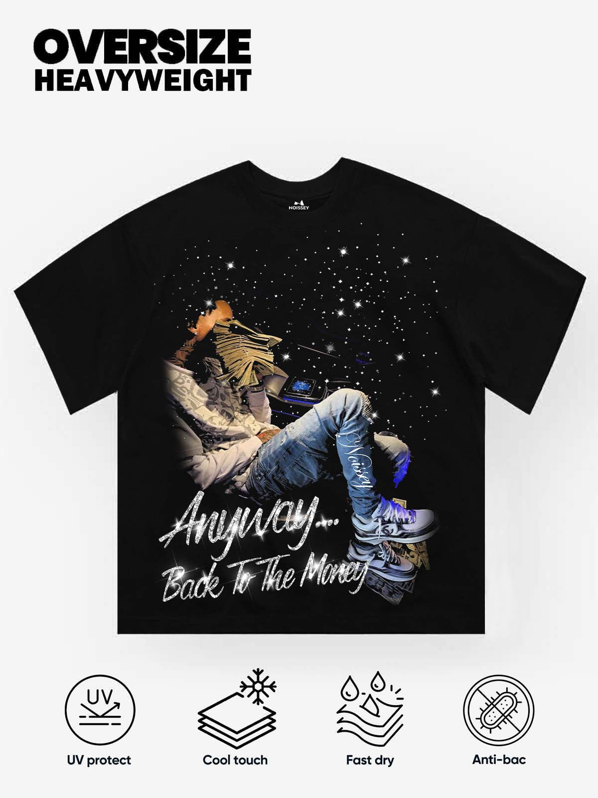 NOISSEY "Starry Reverie" Starlight Graphic Little Oversize Tee - Pitch Black