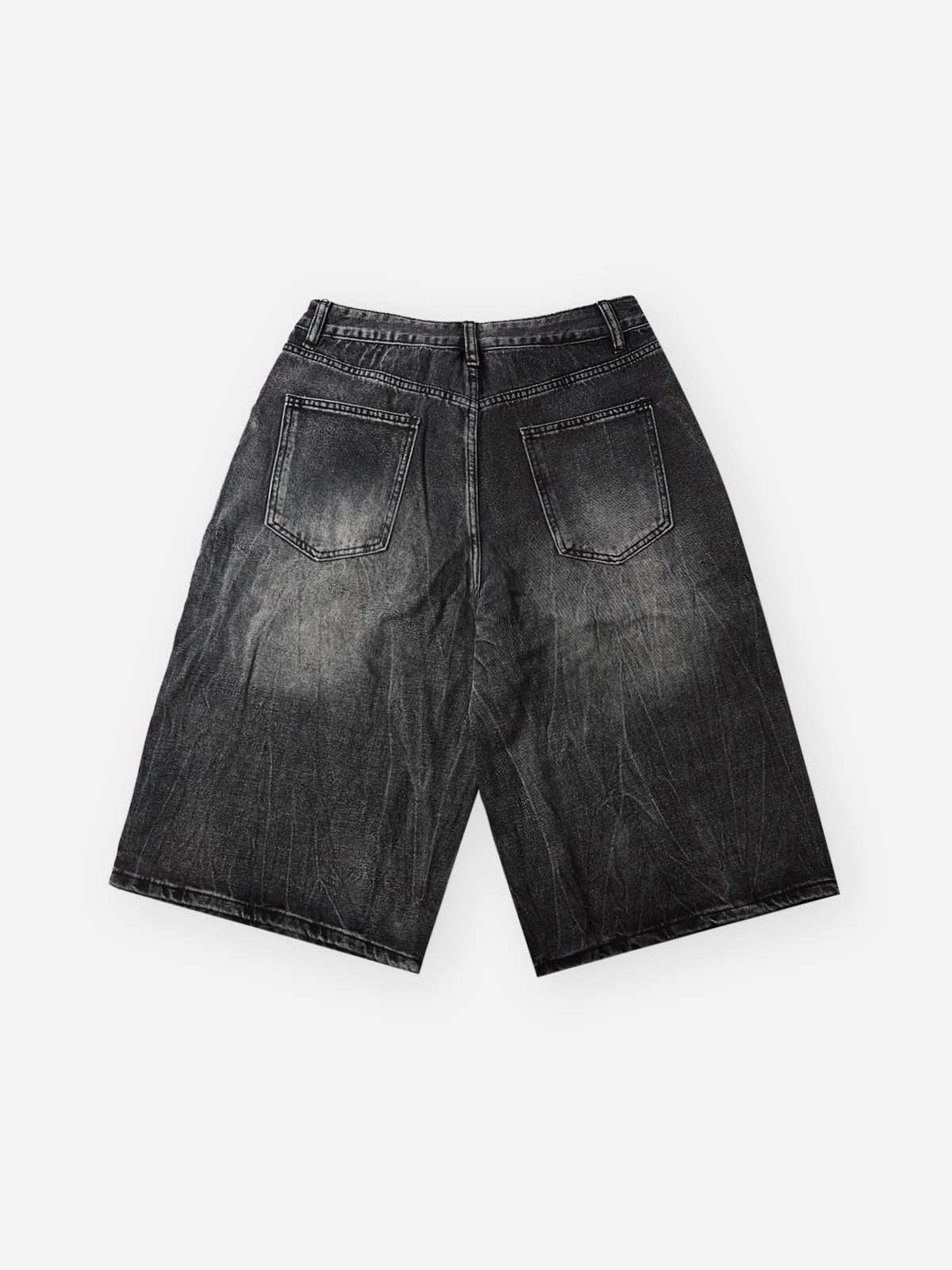 NOISSEY "Galactic Constellation" Asymmetric Gothic Cross Denim Jorts 2 Colors