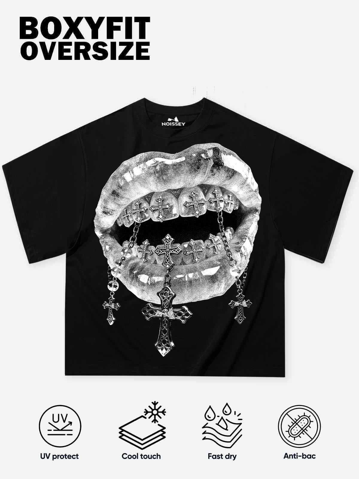 NOISSEY "FROZEN ICON" ICY CROSS & GRILLZ ARTWORK OVERSIZED TEE
