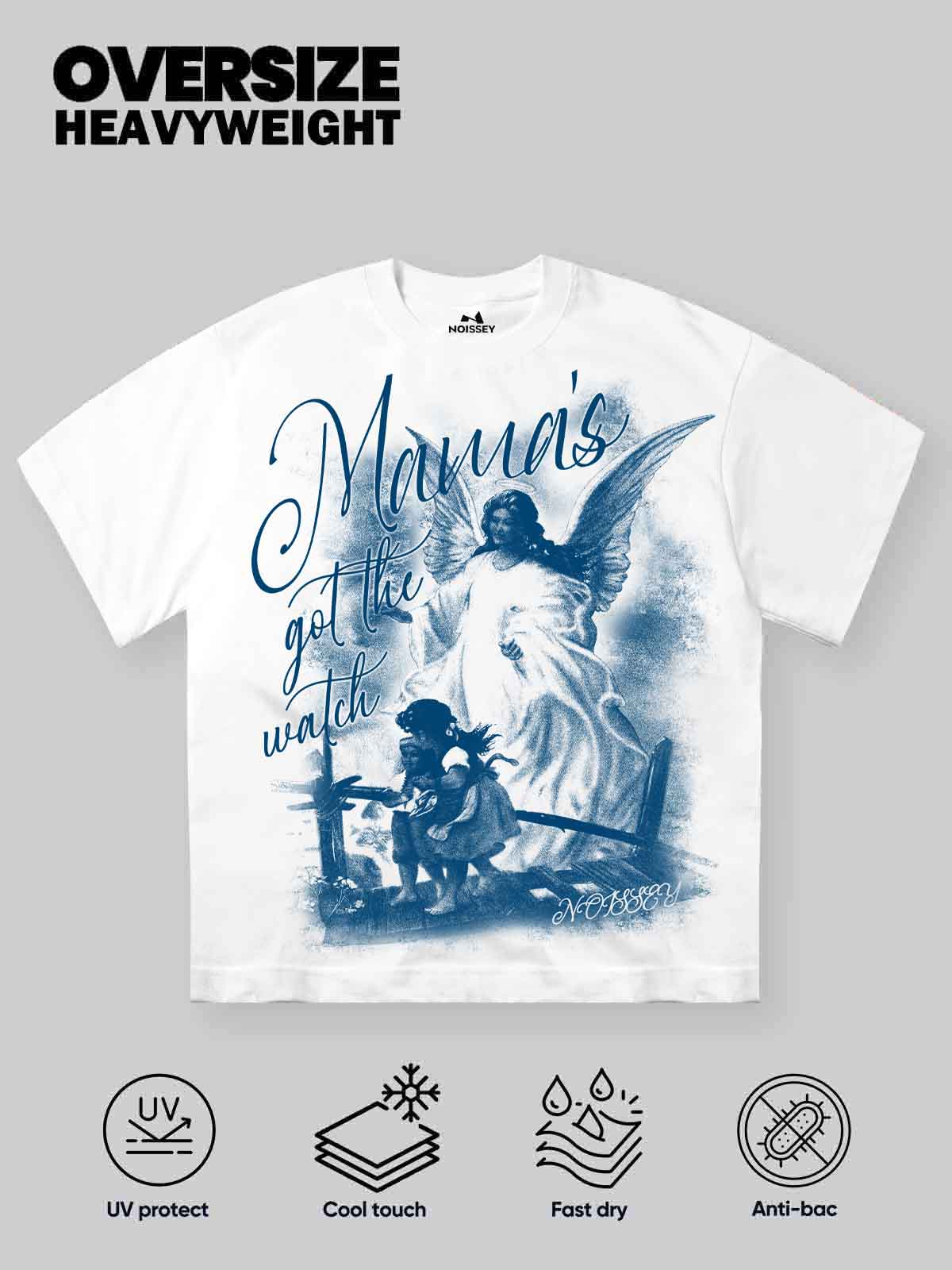 NOISSEY "Mama's Got the Watch" Guardian Angel Art Print Boxy Tee - Cloud White