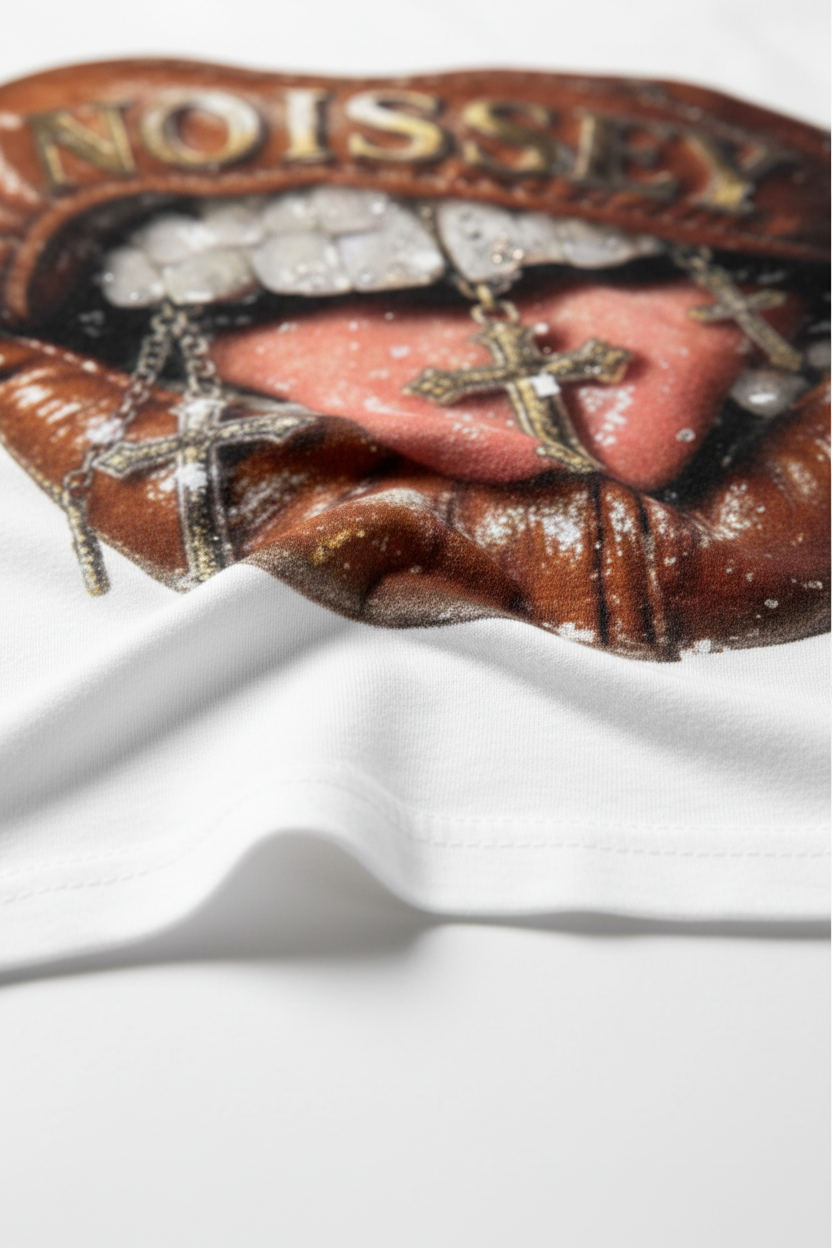 NOISSEY "The Revelation" Iced-Out Grillz & Relic Cross Oversized Tee