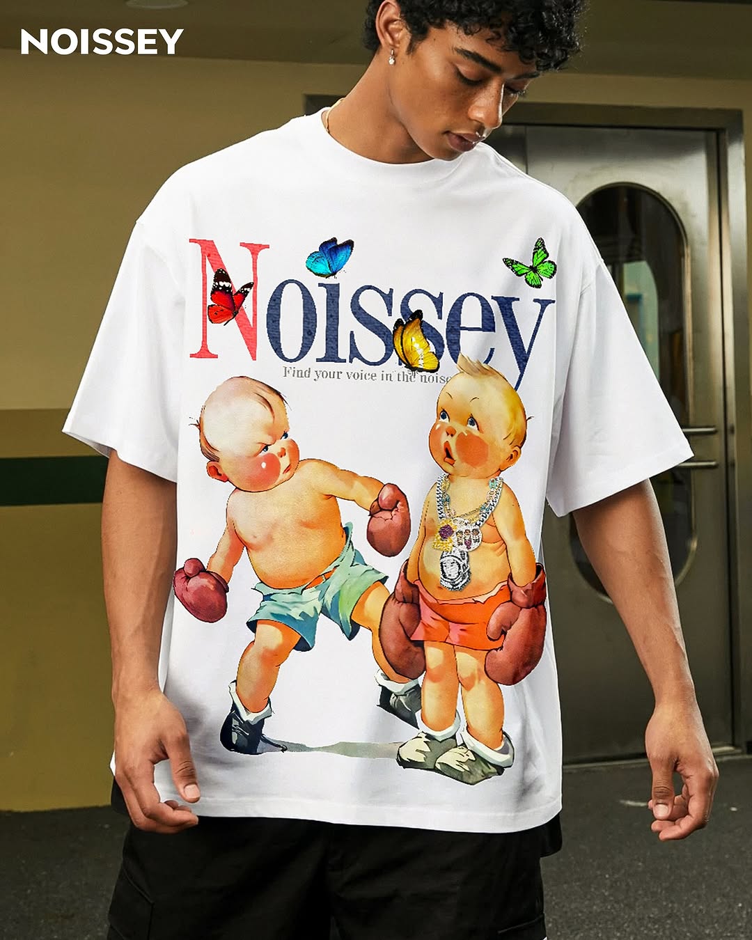 NOISSEY "Vintage Boxing Babies" Cooling Heavyweight Boxy Tee