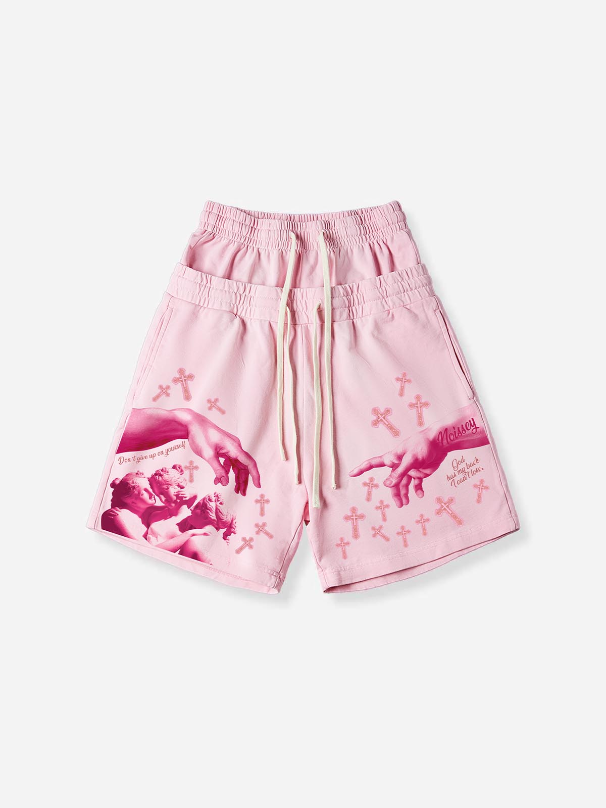 NOISSEY "GENESIS REBORN" VINTAGE DISTRESSED ART PRINT SWEAT SHORTS