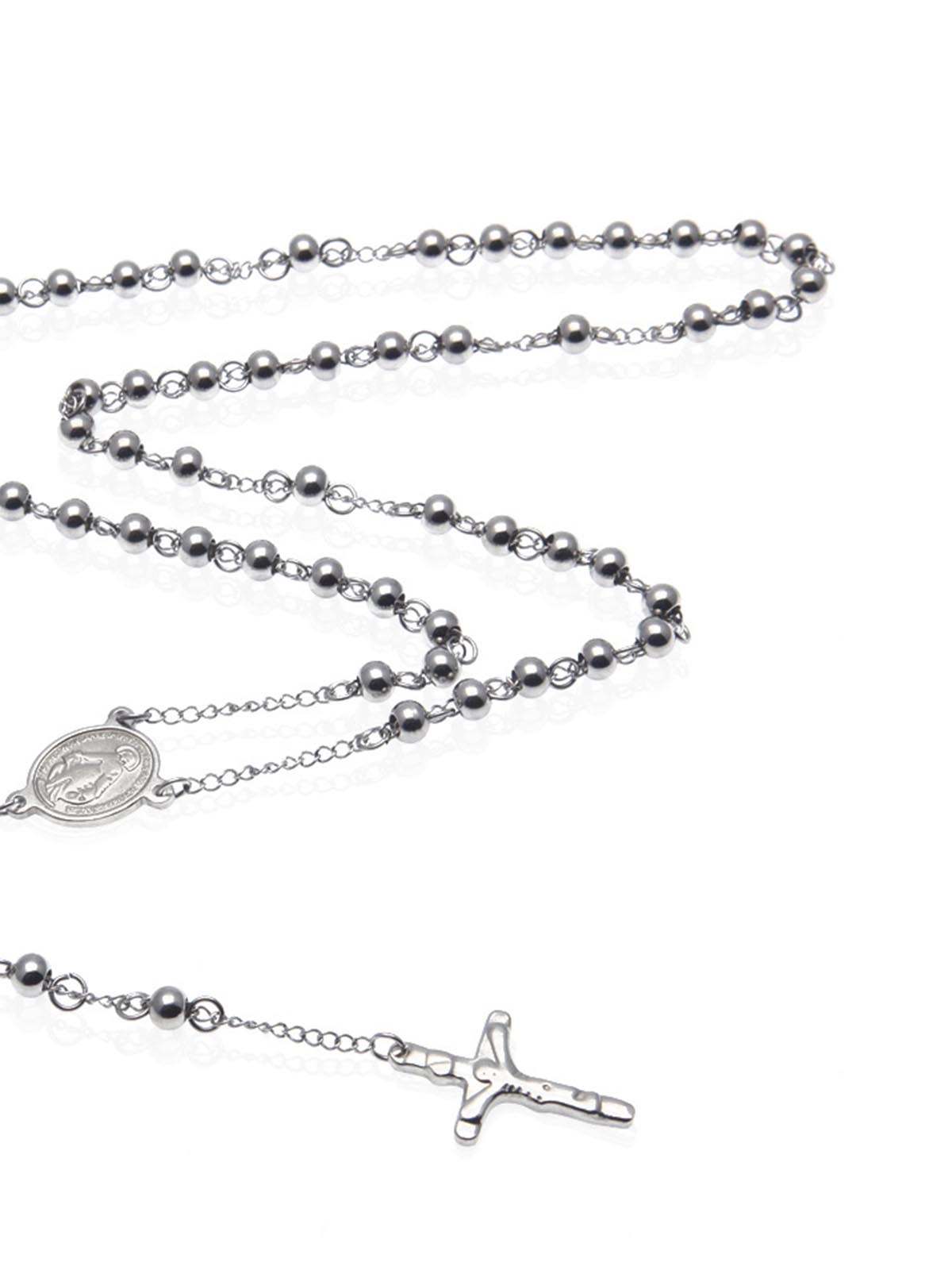 6mm HipHop Rosary Stainless Steel Bead Necklace