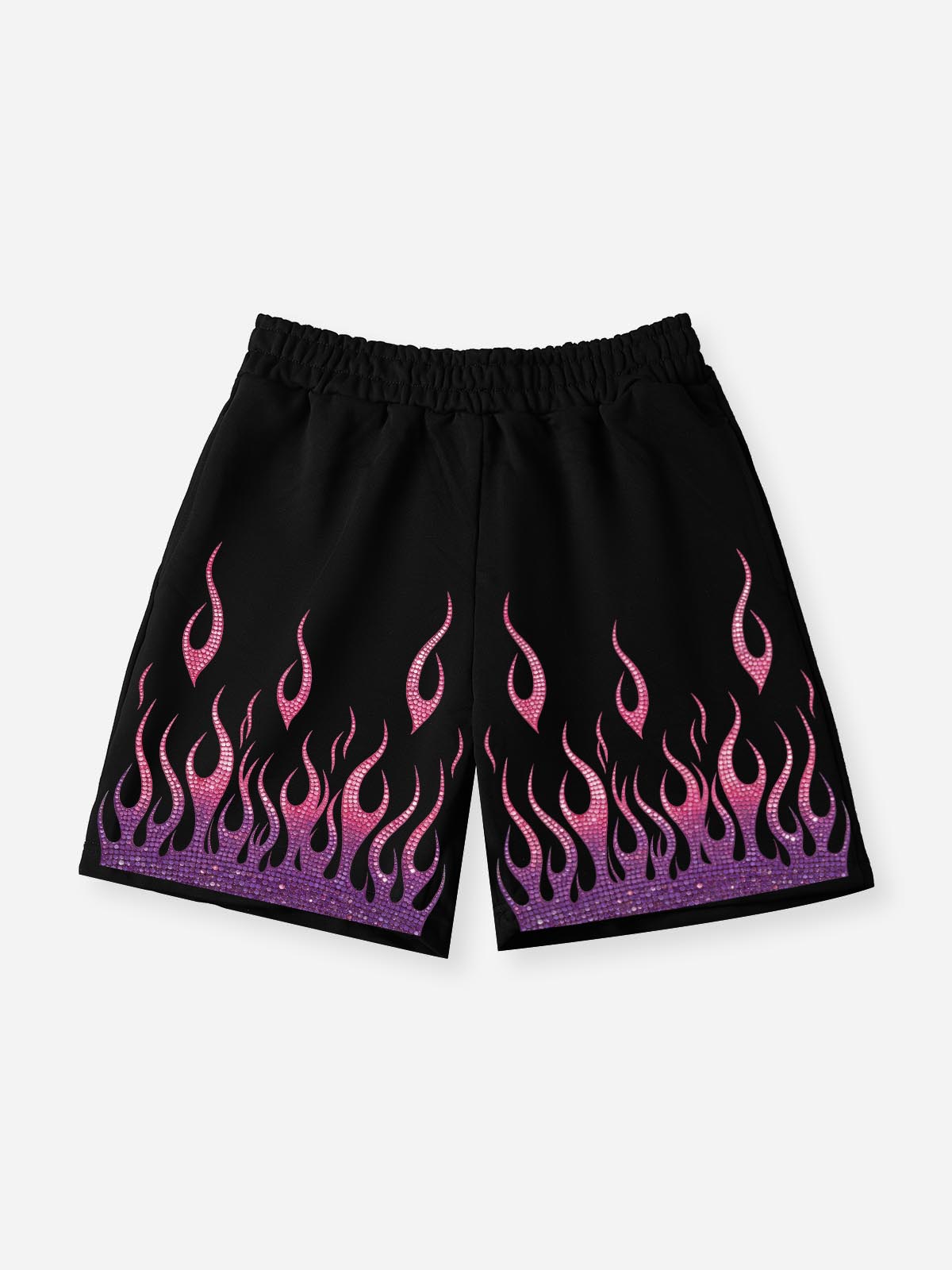 NOISSEY "Neon Embers" Gradient Graphic Flame Shorts - Onyx Black Heavyweight Street Shorts