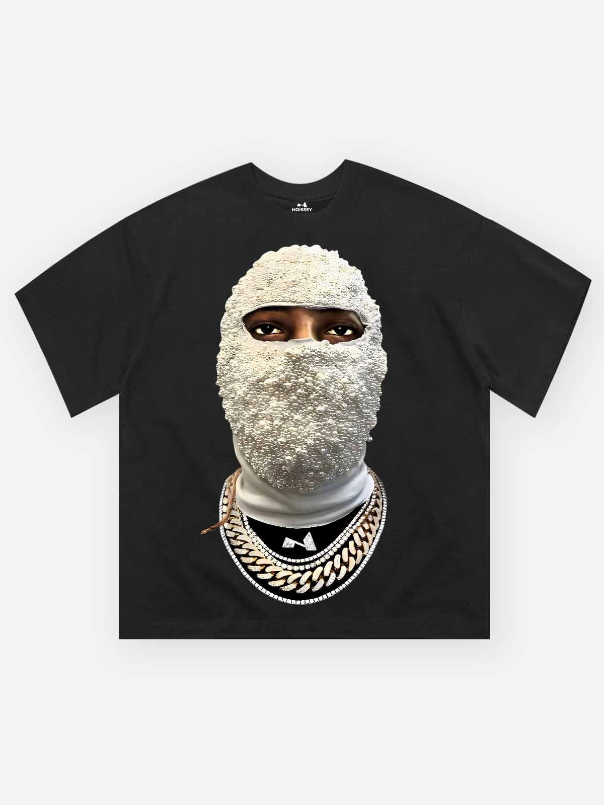 NOISSEY Pearl Balaclava Boxy Oversized Heavyweight Tee - Black