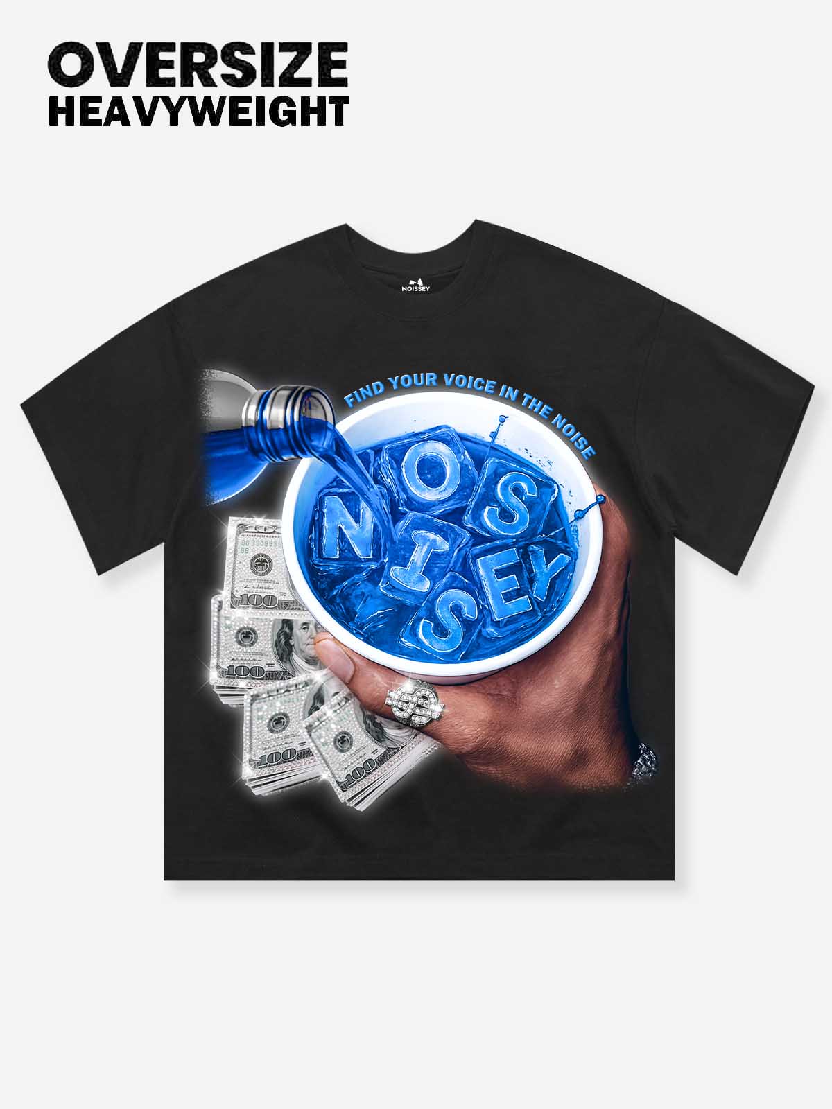 NOISSEY "Cheers to Money" Blue Soup Heavyweight Boxy Tee | Find Your Voice