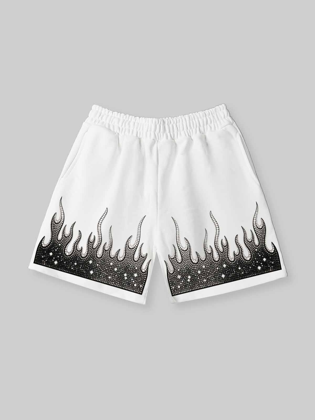 NOISSEY NIGHT-FLAME OPTICAL-DIAMOND GRADIENT WIDE-LEG SHORTS - Arctic White