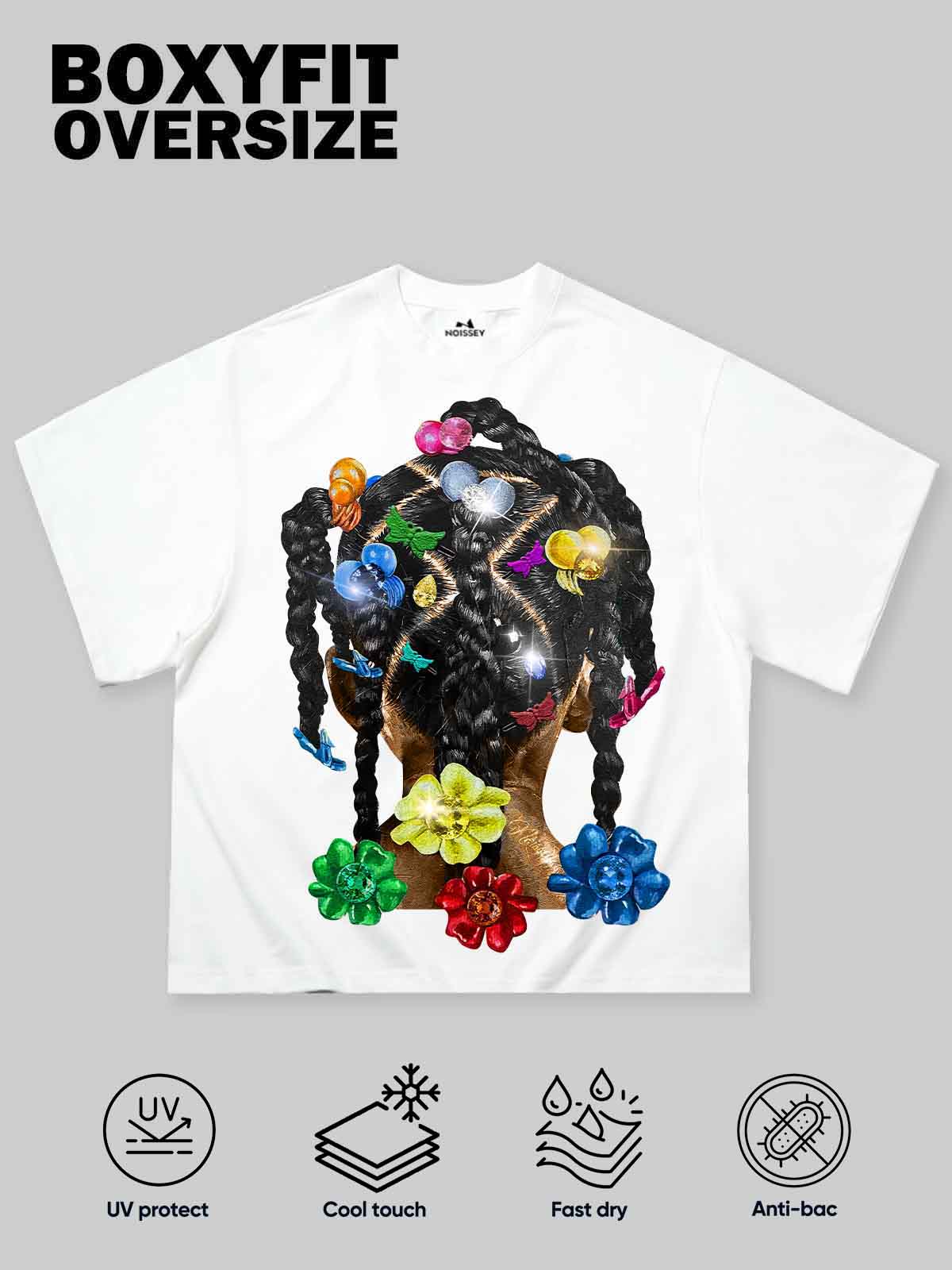 NOISSEY "Y2K Barrette" Braided Hair Cooling Boxy Tee