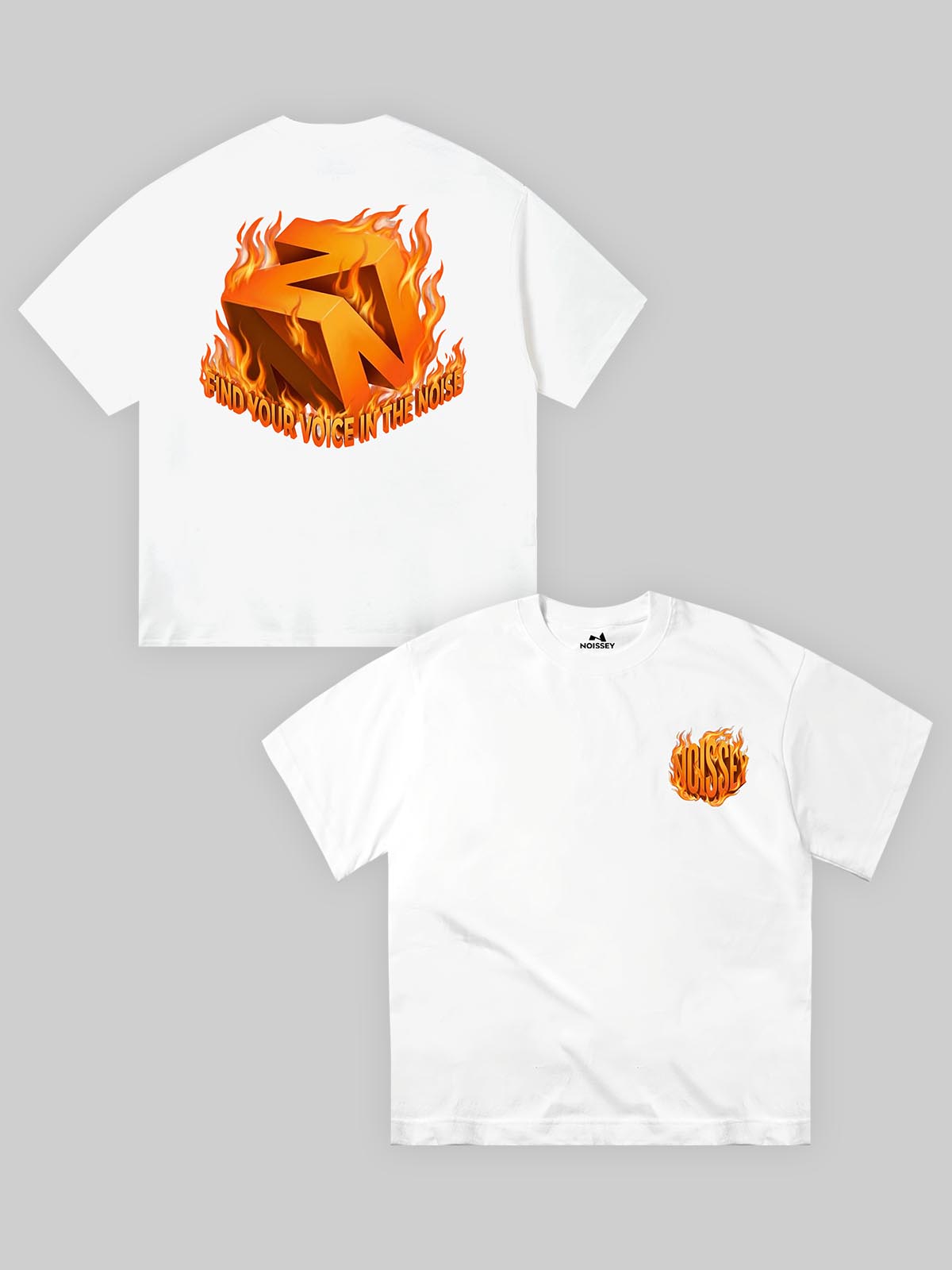 NOISSEY "Flame Core" Logo Heavyweight Tee - Pure White