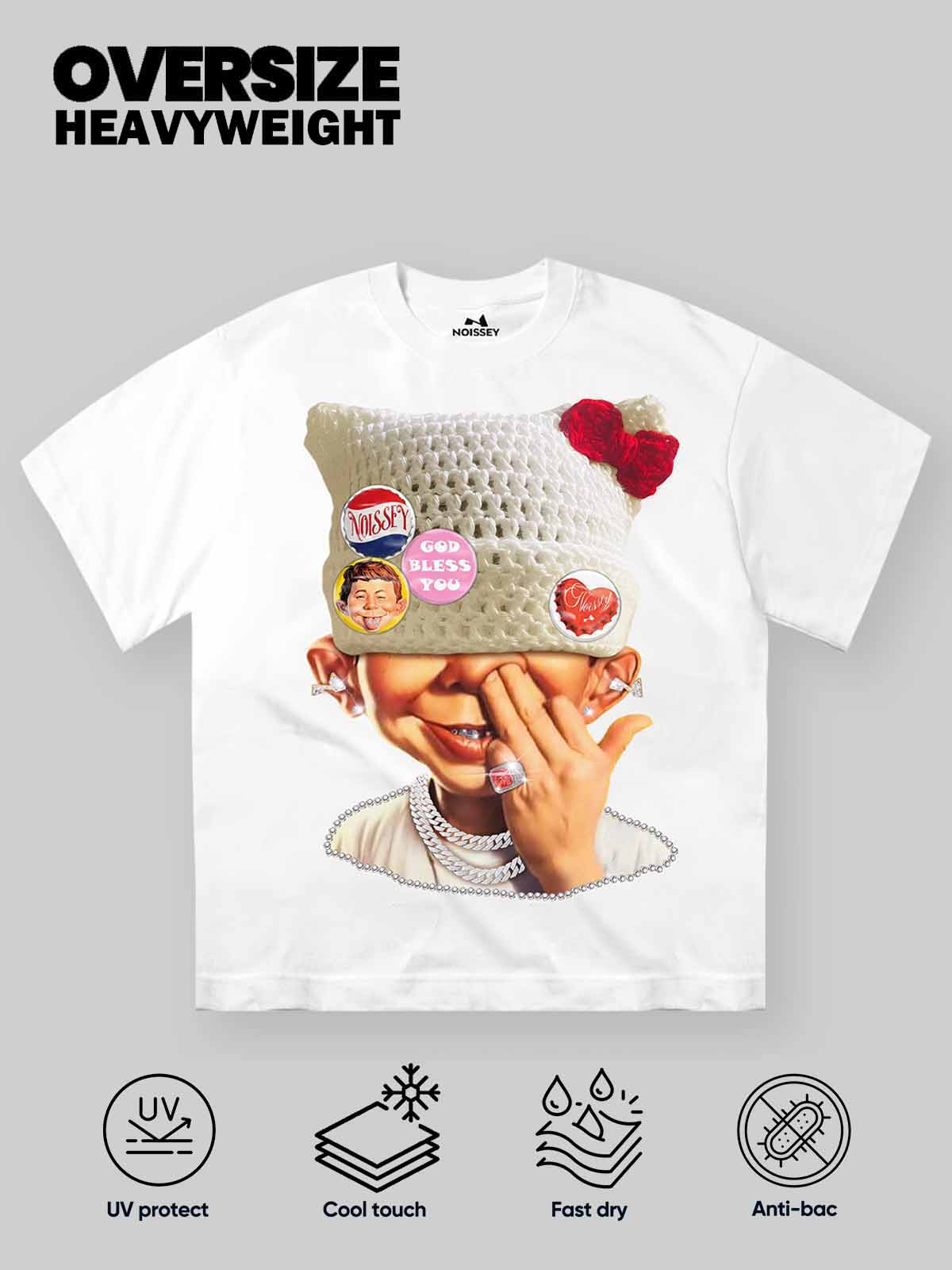NOISSEY "Bad Boy" DIY Crochet Beanie Cooling Heavyweight Tee (4 Pins Included)