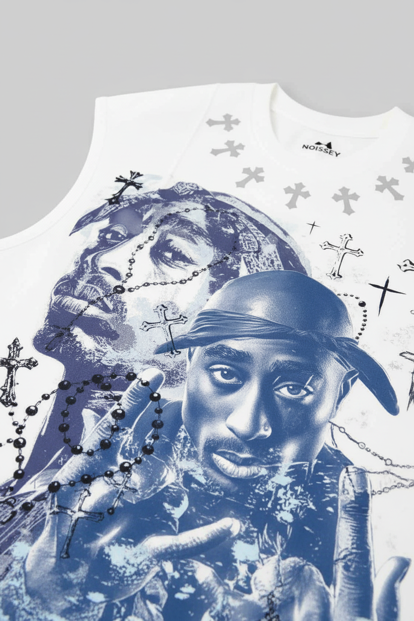 NOISSEY 2PAC DOUBLE PORTRAIT ART PRINT RELAXED TANK TOP
