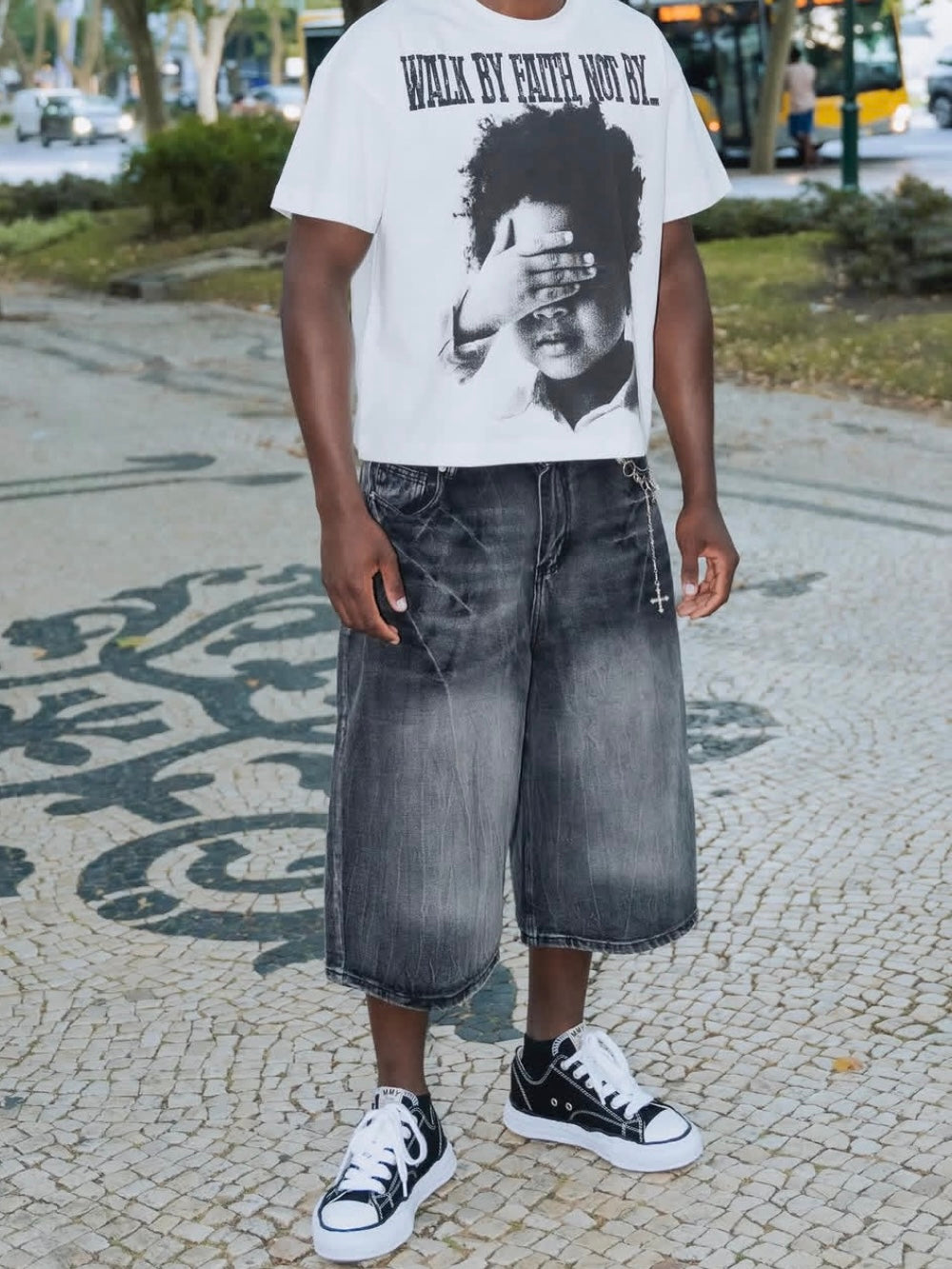 NOISSEY Wash Black Denim Shorts - DIY Chain Combo