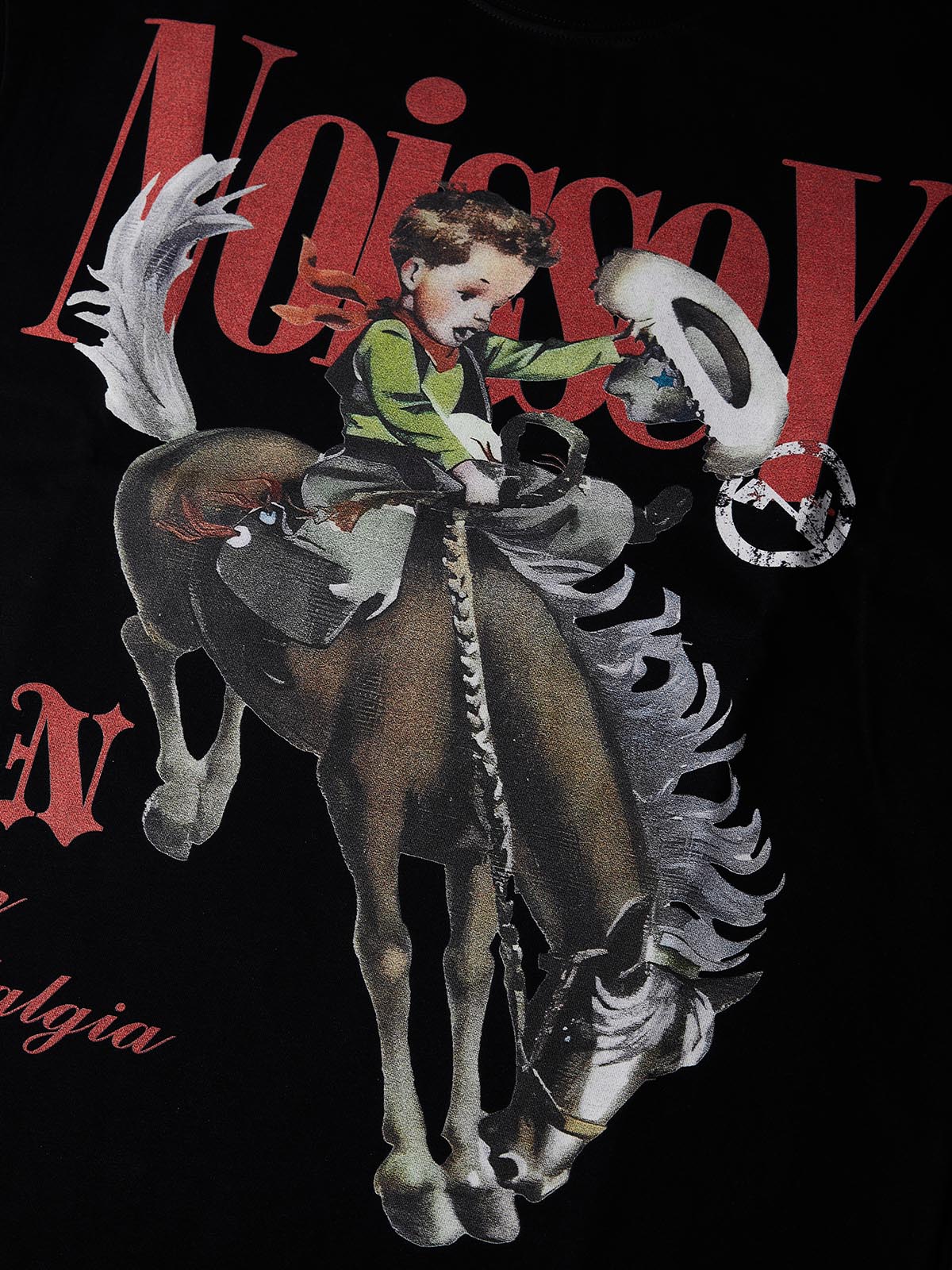 NOISSEY Vintage Cowboy Illustration Tank Top - Phantom Black 270G Heavyweight Oversized Sleevelless Tee