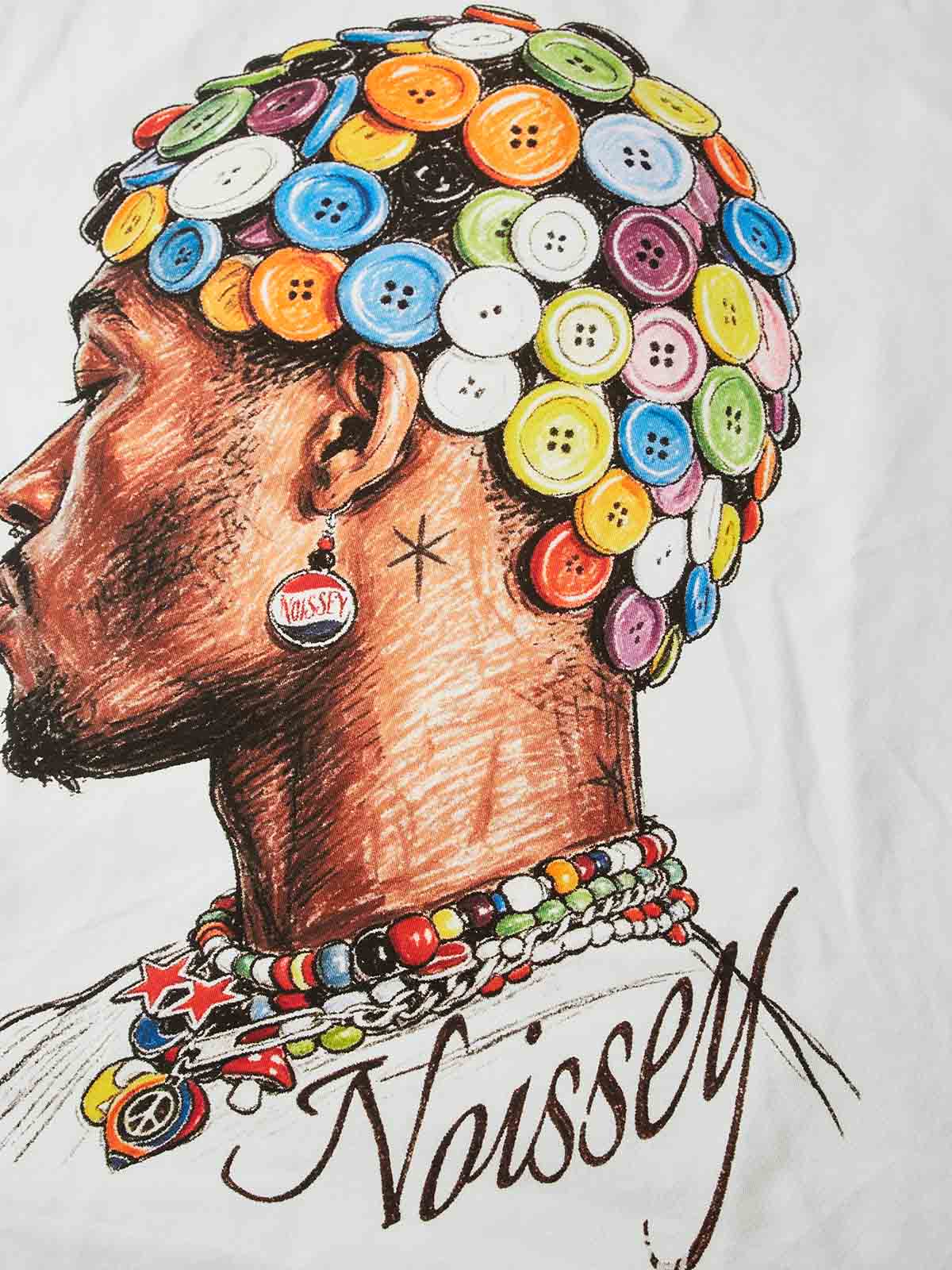 NOISSEY "Button Necklace" White Tee - DIY Combo T-Shirt
