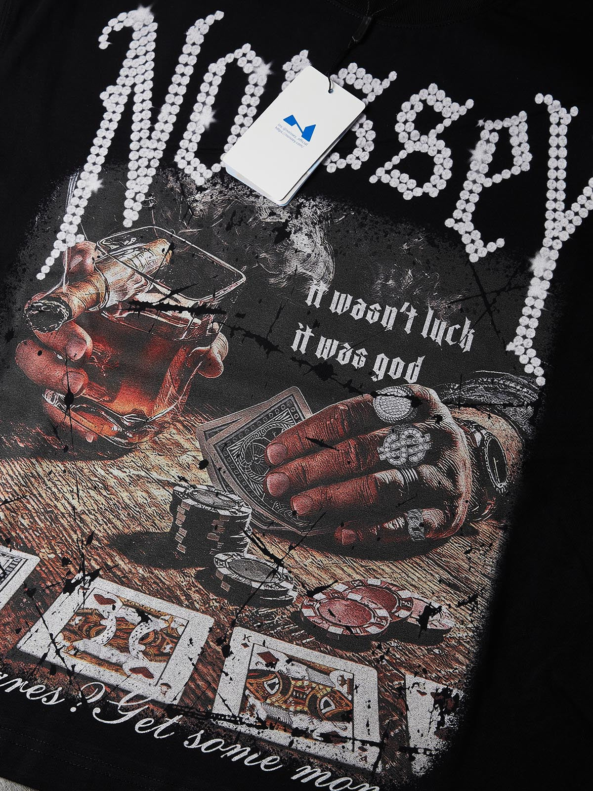 NOISSEY "Who Cares? Get Some Money" Tee - Jet Black Boxy  Gothic Diamond T-Shirt