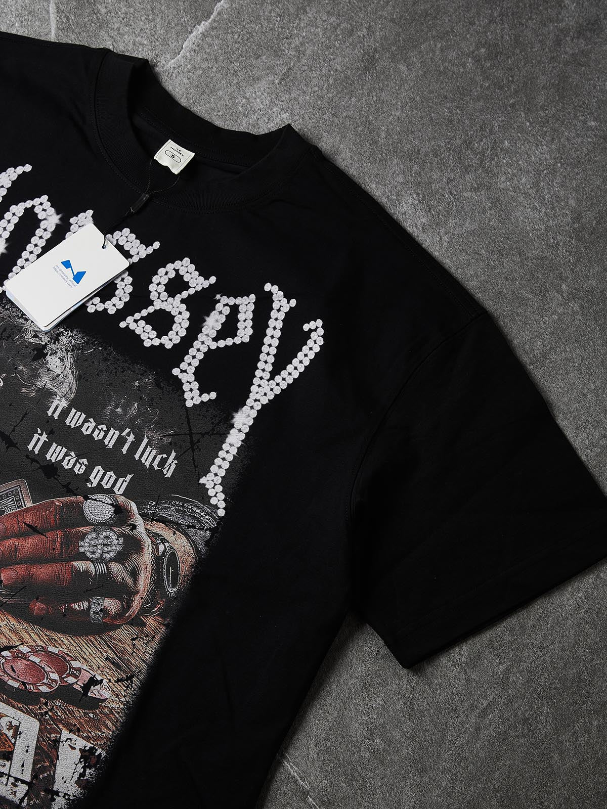 NOISSEY "Who Cares? Get Some Money" Tee - Jet Black Boxy  Gothic Diamond T-Shirt