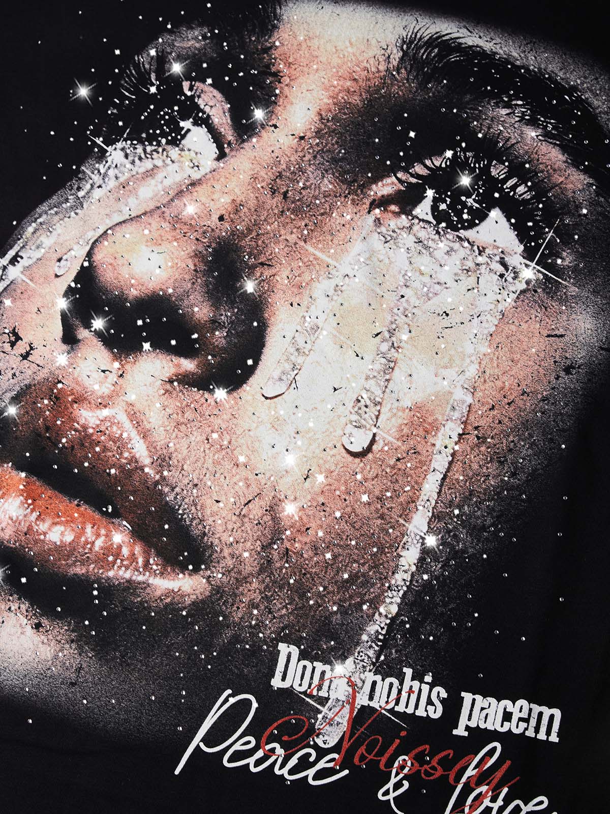NOISSEY "Peace & Love" Black Boxy Tee - Diamond Tears Graphic