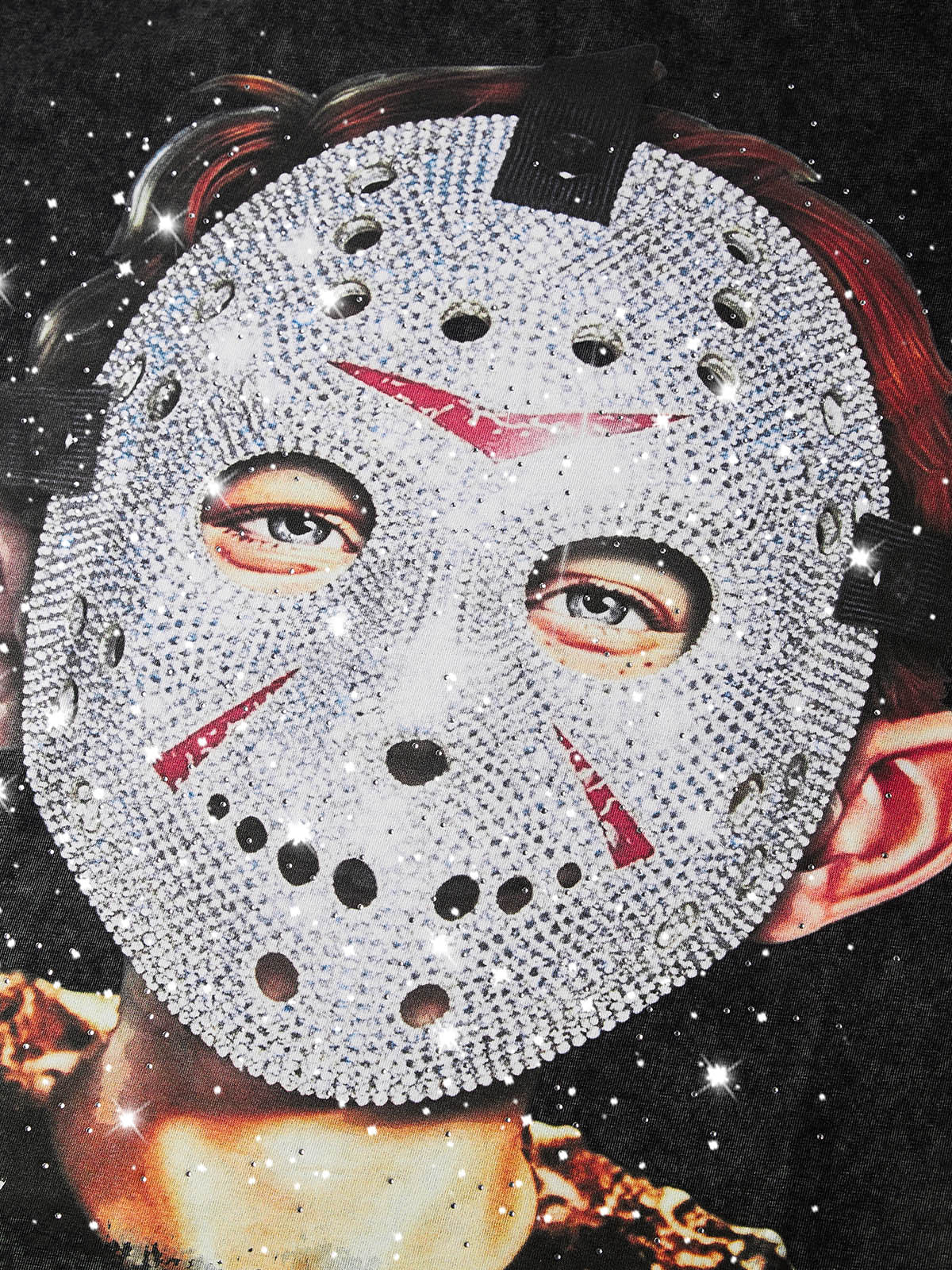 NOISSEY "Friday the 13th" Iced-Out Jason Graphic T-Shirt - Vintage Black