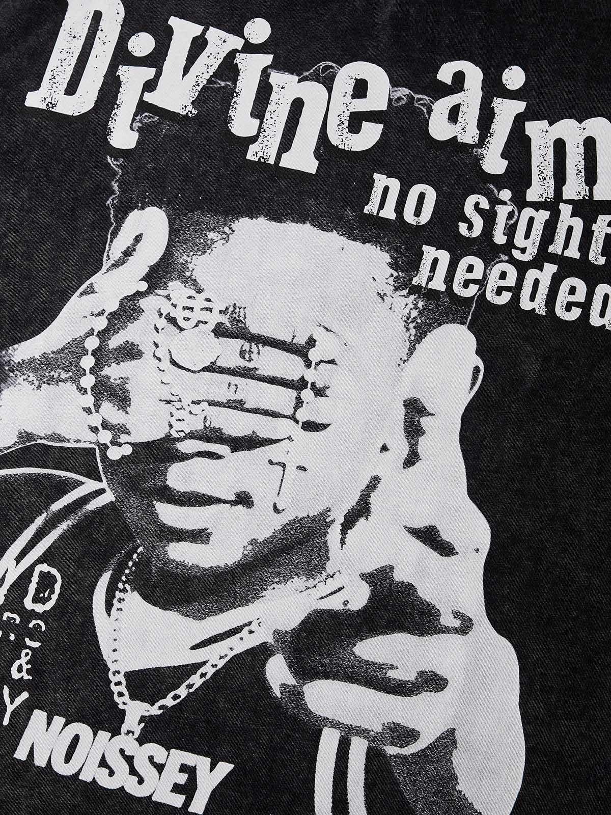 NOISSEY "Divine Aim" Washed Black Tee - Vintage Graphic