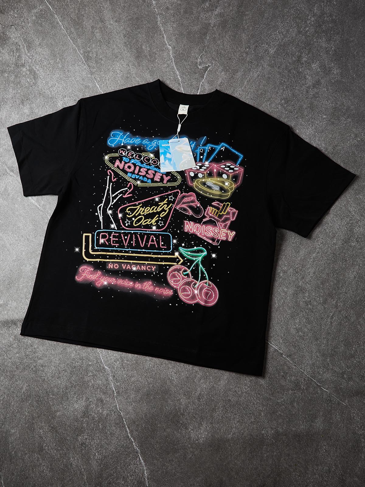 NOISSEY "VEGAS NEON" RHINESTONE TEE - VINTAGE SIGN ART PRINT