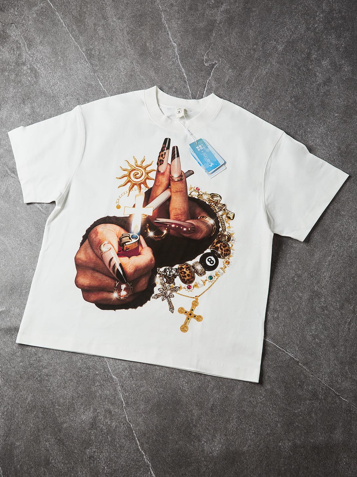 NOISSEY "Leopard Nails" White Tee - Oversized Graphic T-Shirt