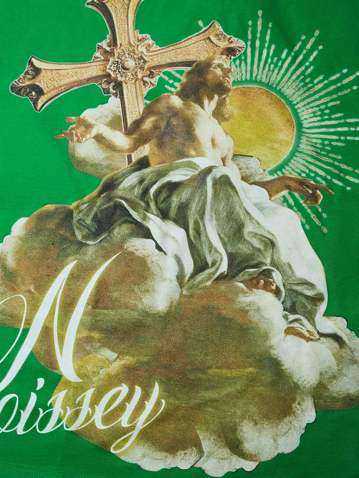 NOISSEY "Heavenly Light" Green Tee - Boxy Religion Graphic T-Shirt